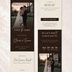 Espresso Brown Classic Save the Date Wedding Invitation Website Template
