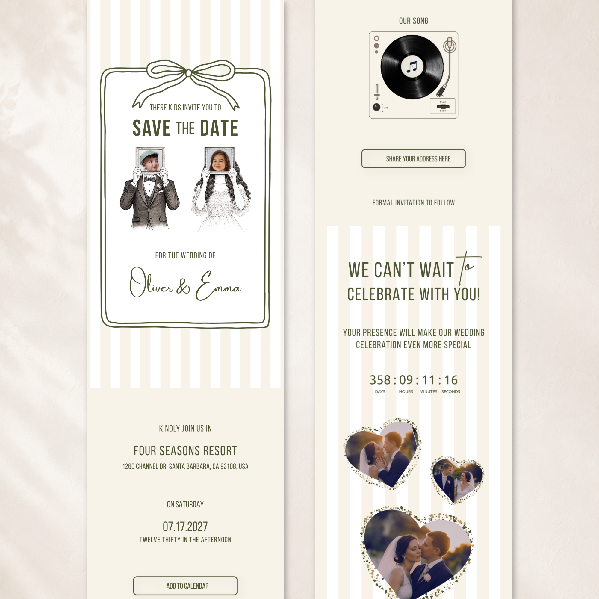 Ivory & Olive Kids Save the Date Website Template | Old Money Style