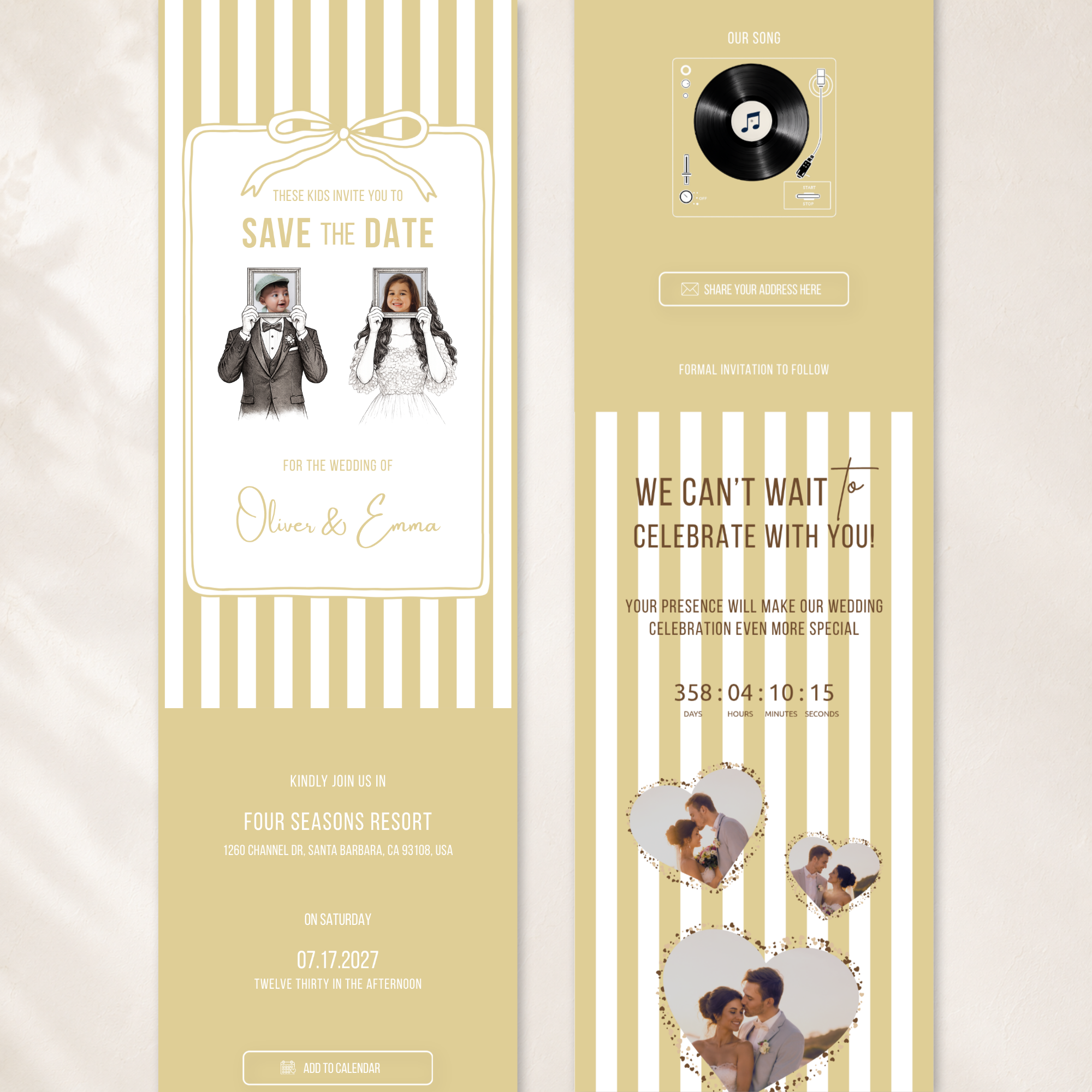 Yellow Kids Save the Date Website Template | Old Money Style