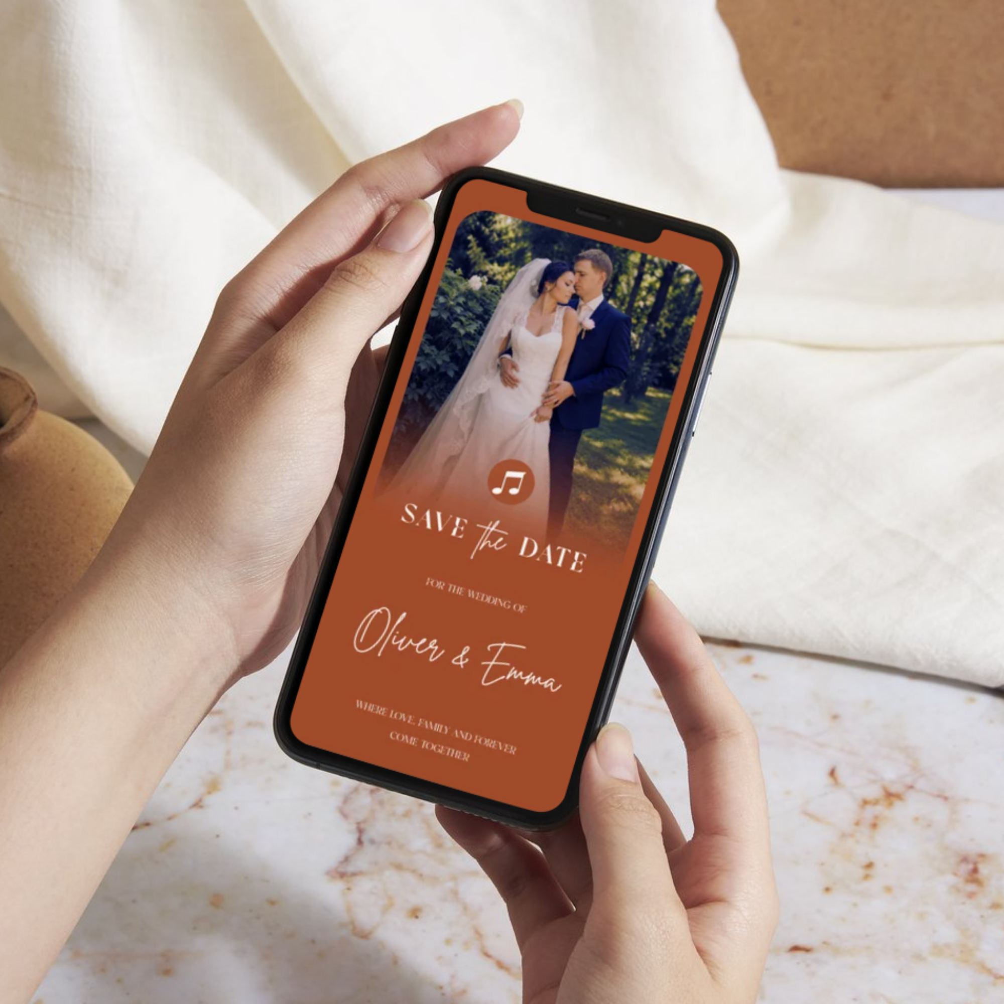 Terracotta Save the Date Website Template | Classic Wedding Invitation
