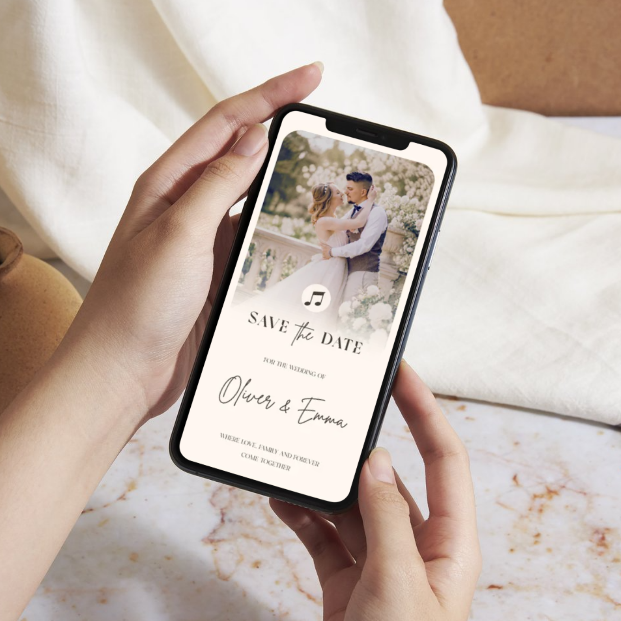Pearl & Champagne Save the Date Website Template | Classic Wedding Invitation