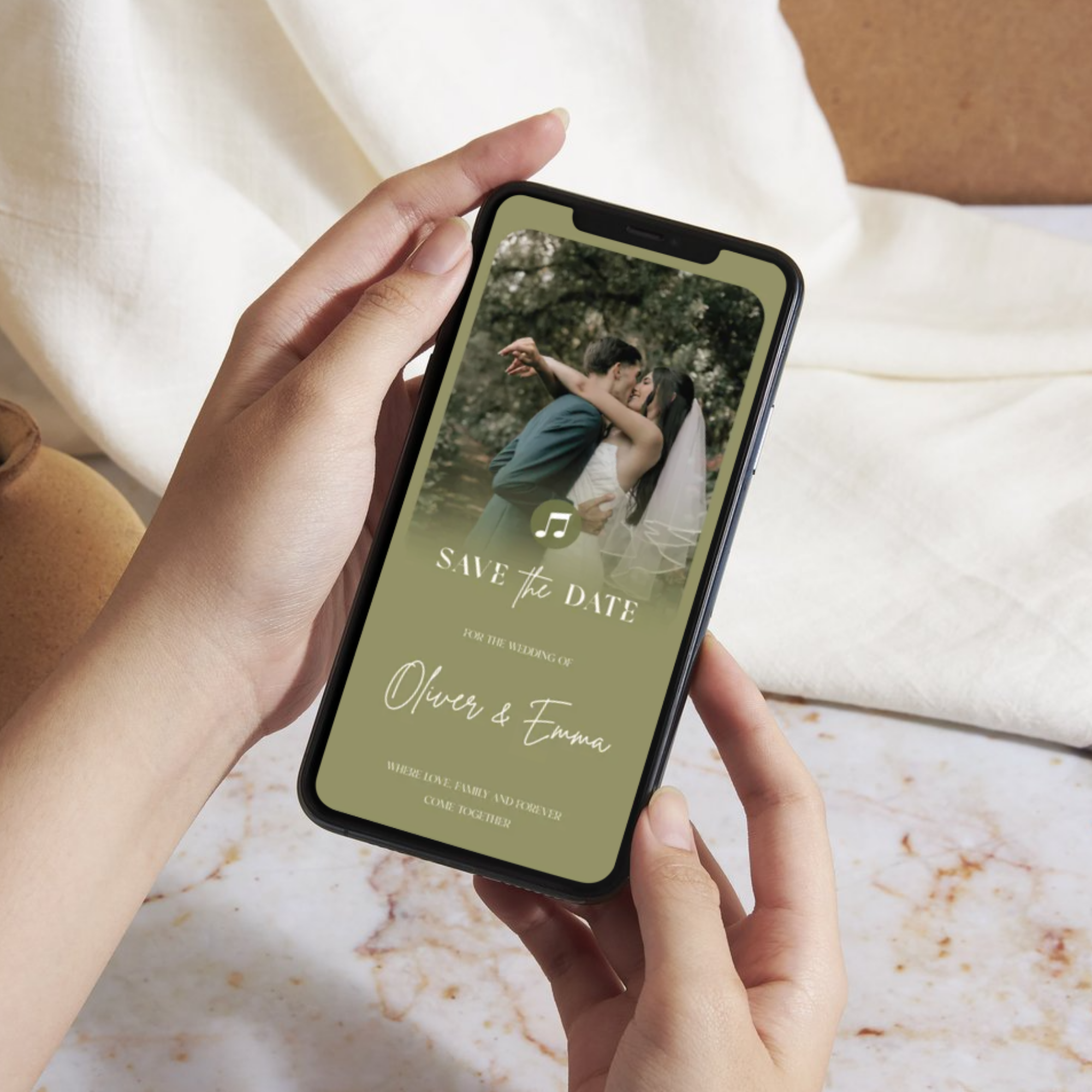 Sage Green Save the Date Website Template | Classic Wedding Invitation