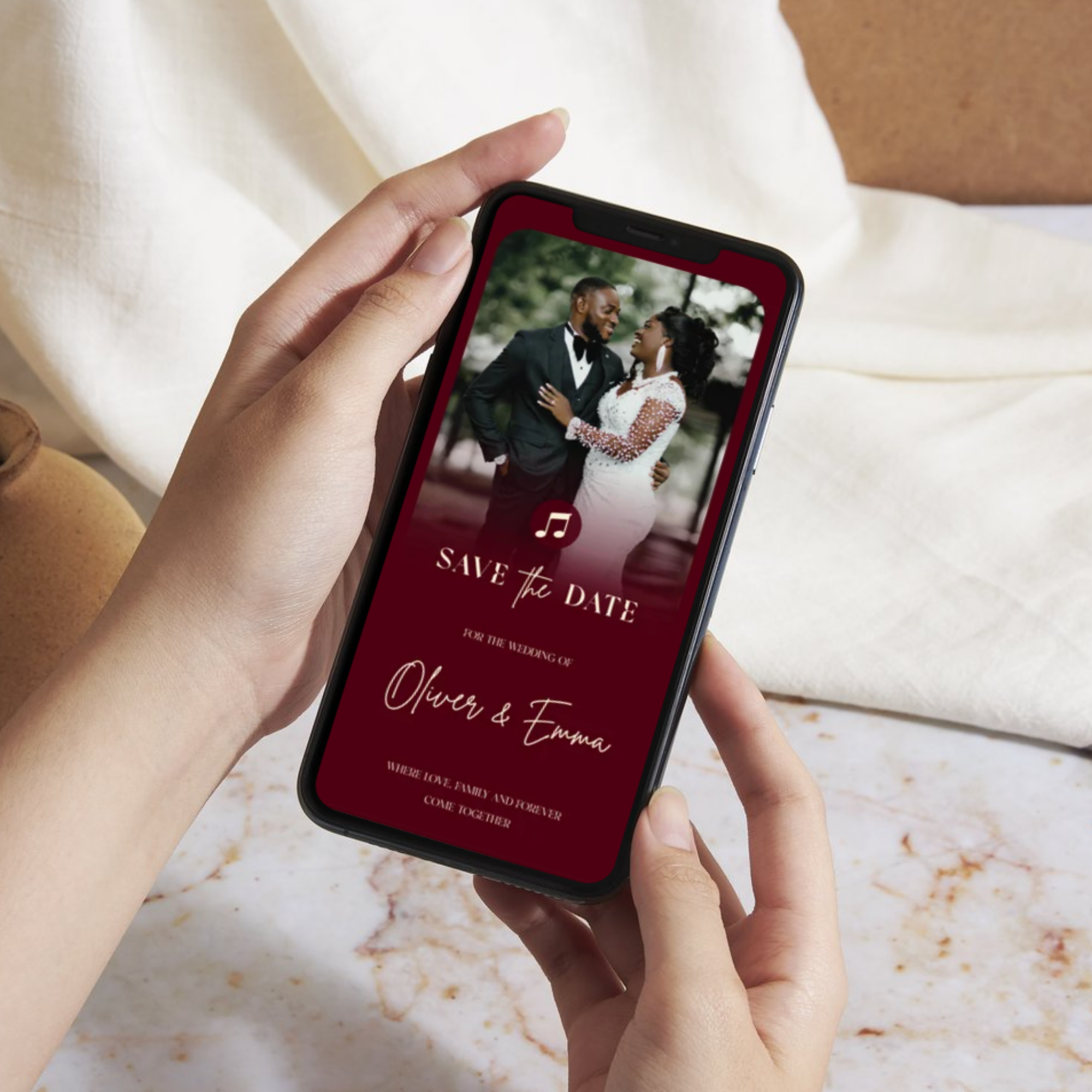 Burgundy Save the Date Website Template | Classic Wedding Invitation