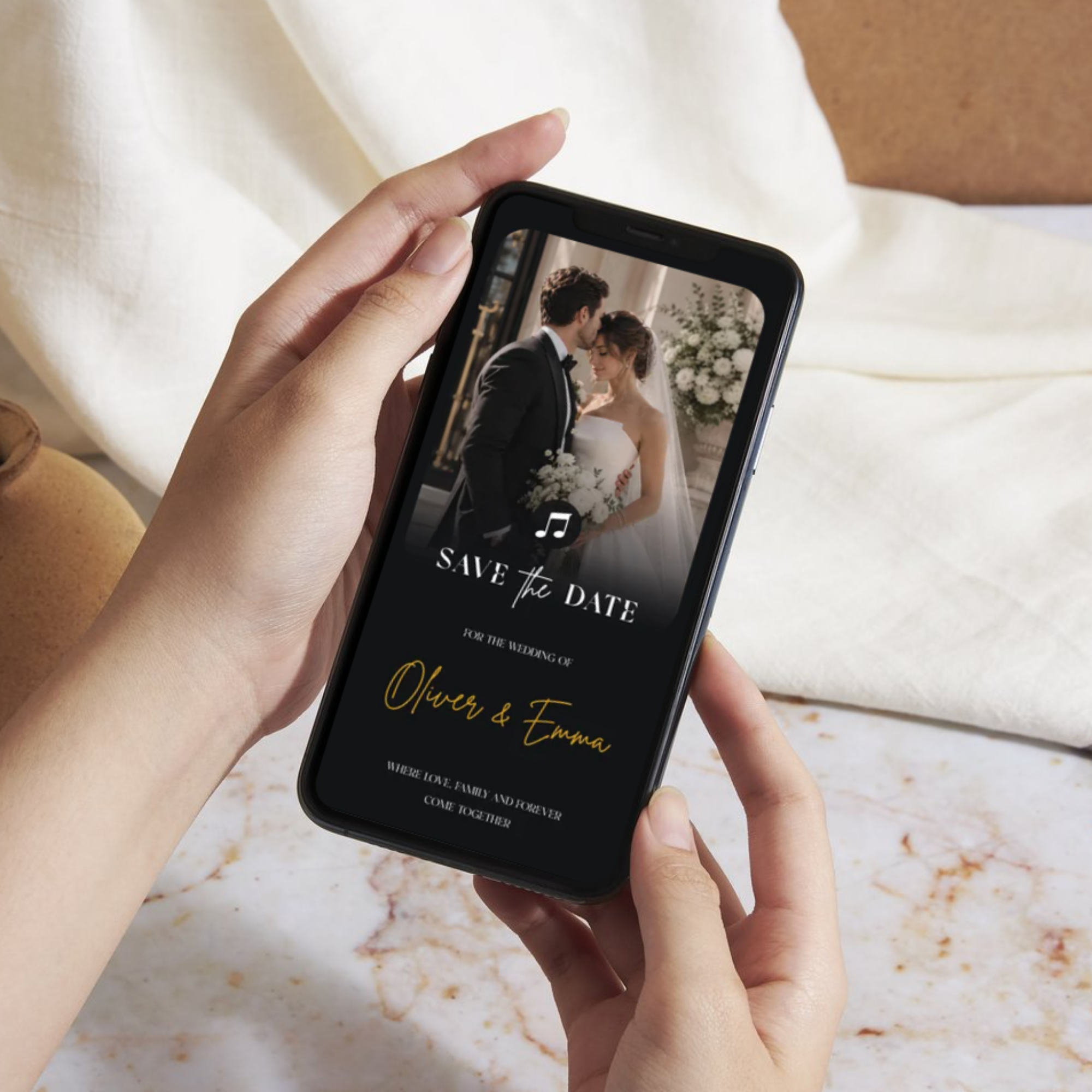Black & White Save the Date Website Template | Classic Wedding Invitation