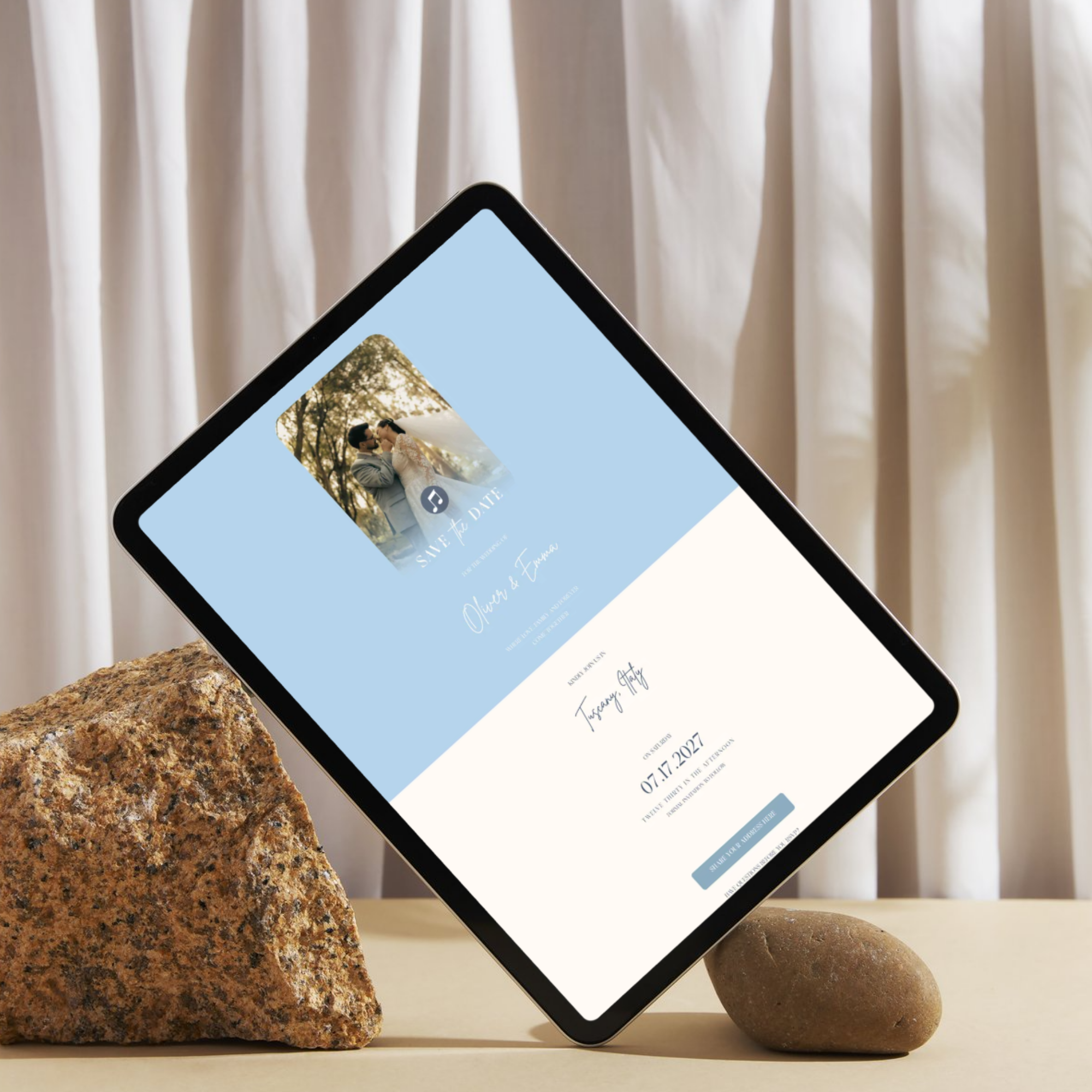 Dusty Blue Digital Wedding Invitation | Save the Date Website Template