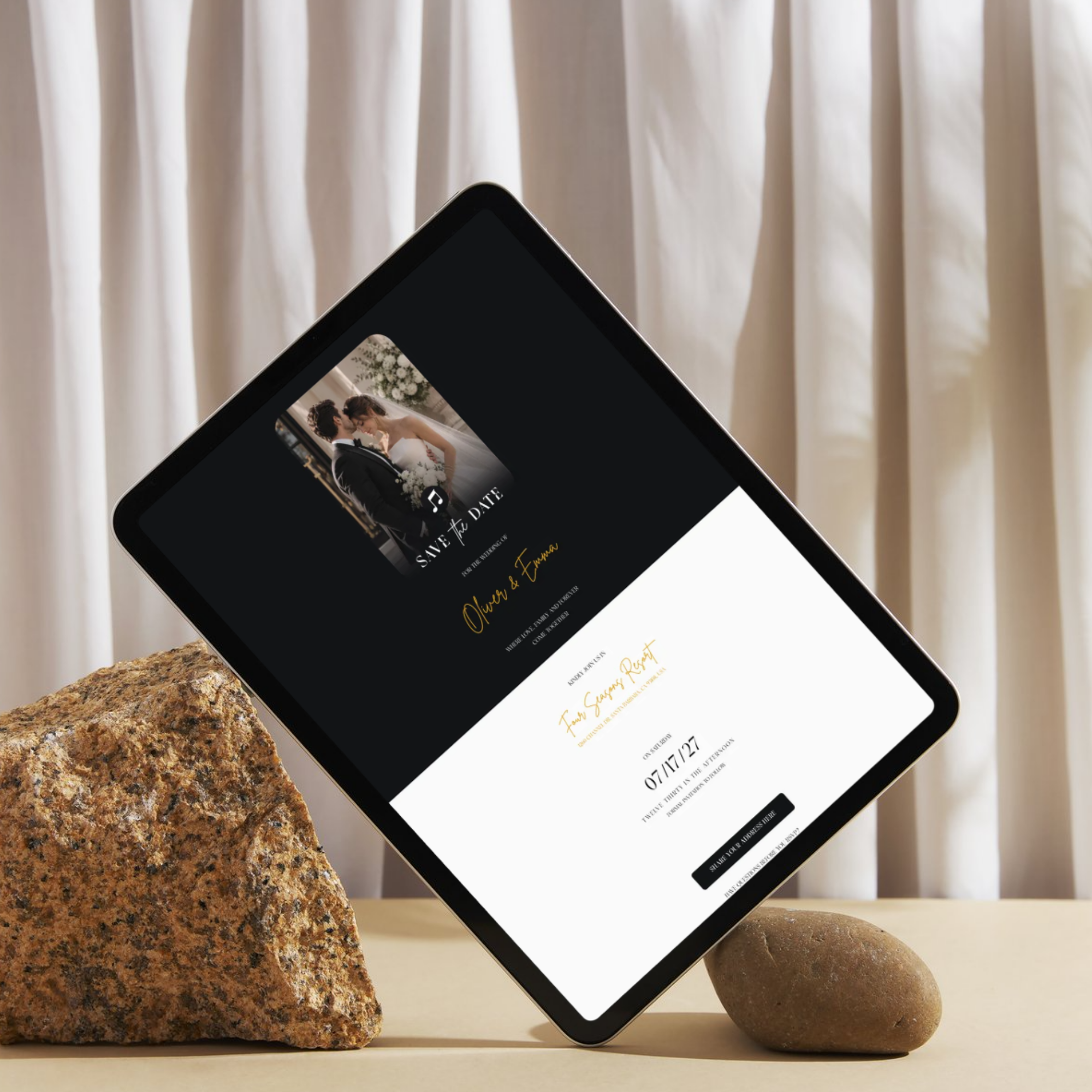 Black & White Digital Wedding Invitation | Save the Date Website Template