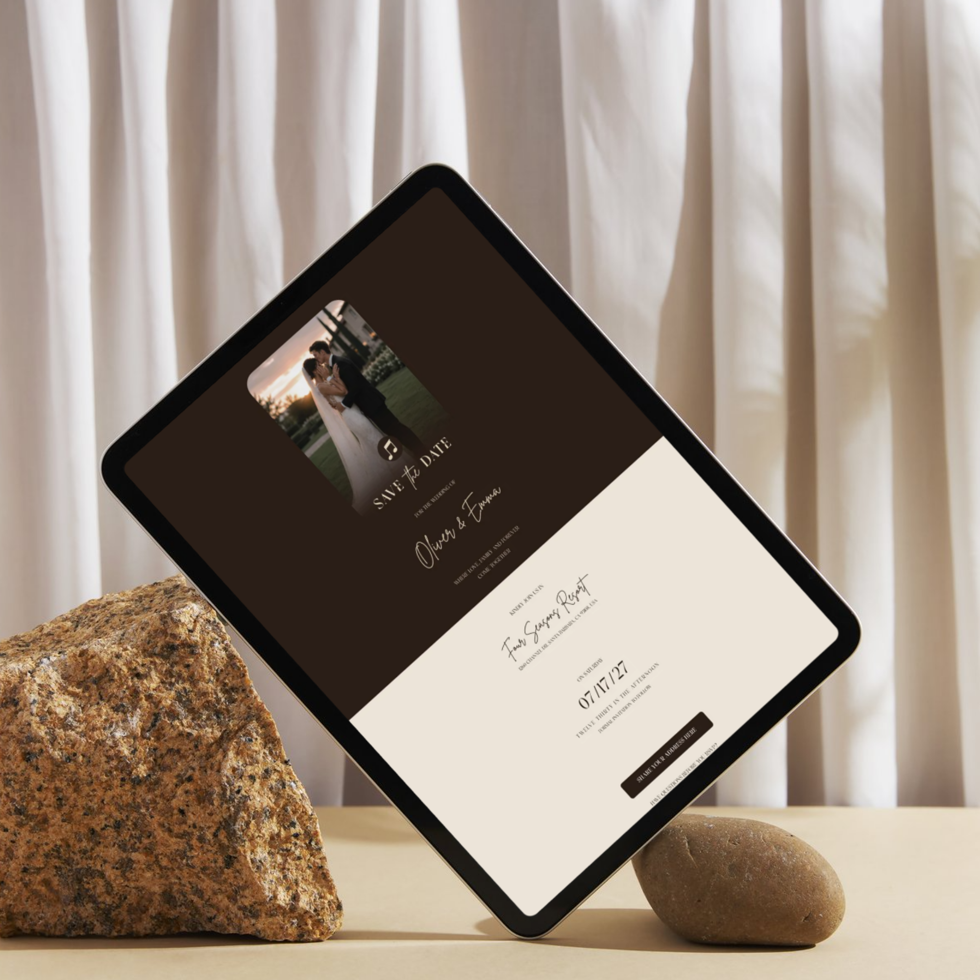 Espresso Brown Digital Wedding Invitation | Save the Date Website Template