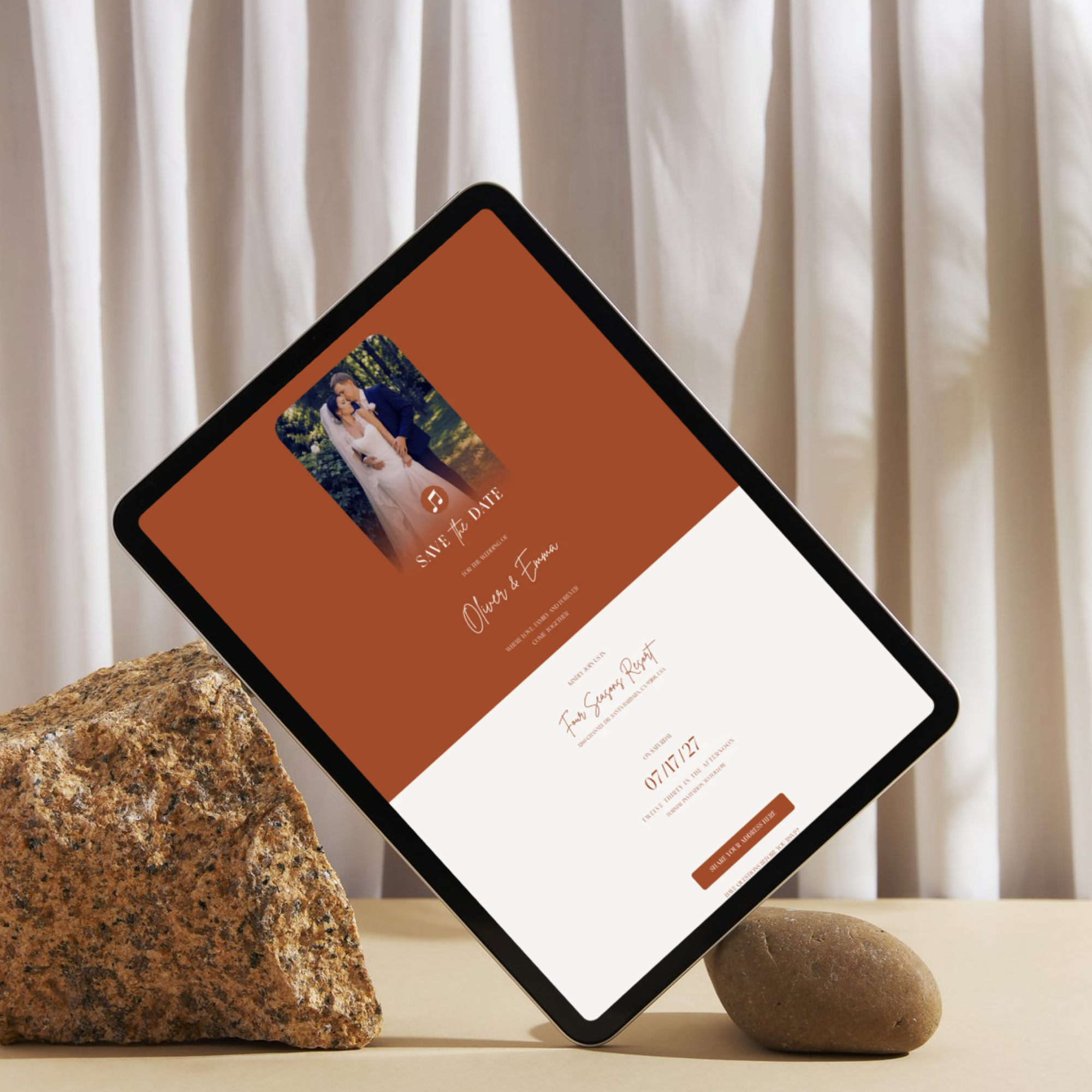 Terracotta Digital Wedding Invitation | Save the Date Website Template
