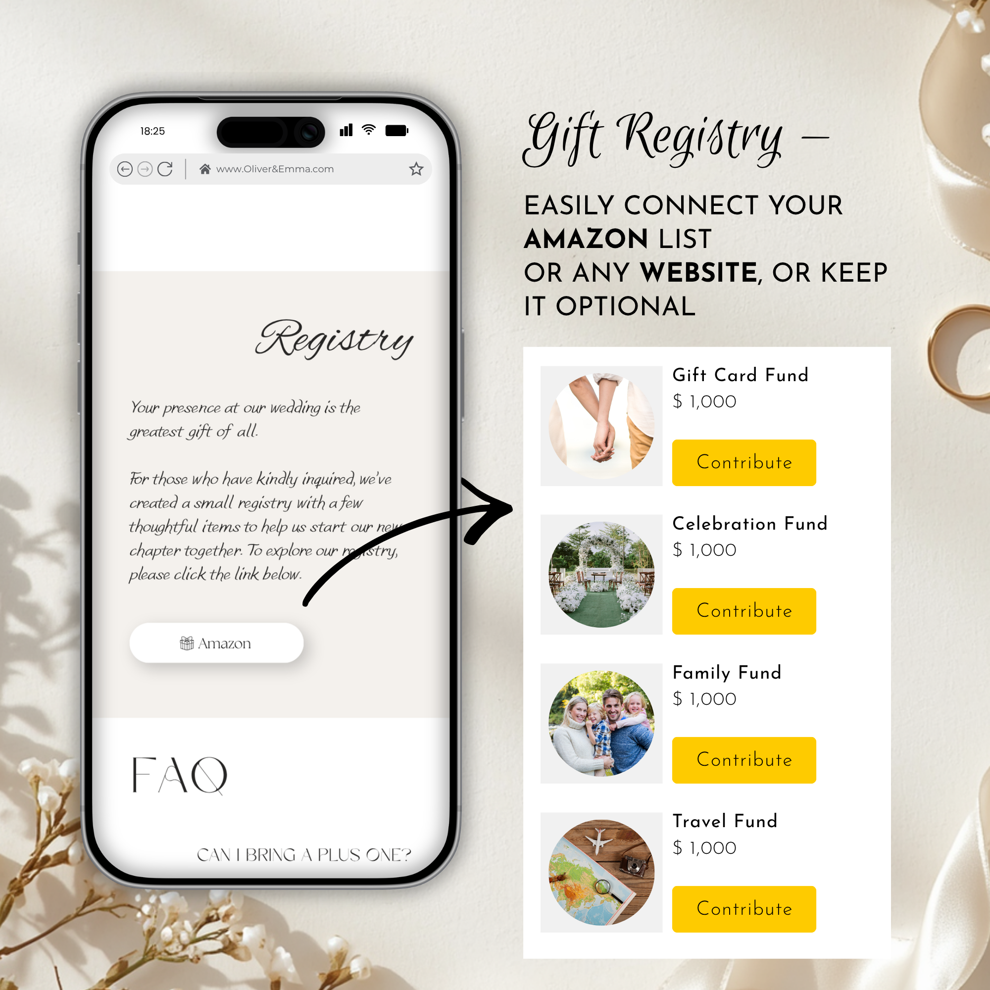 White & Beige Wedding Website Template with RSVP | Canva Template