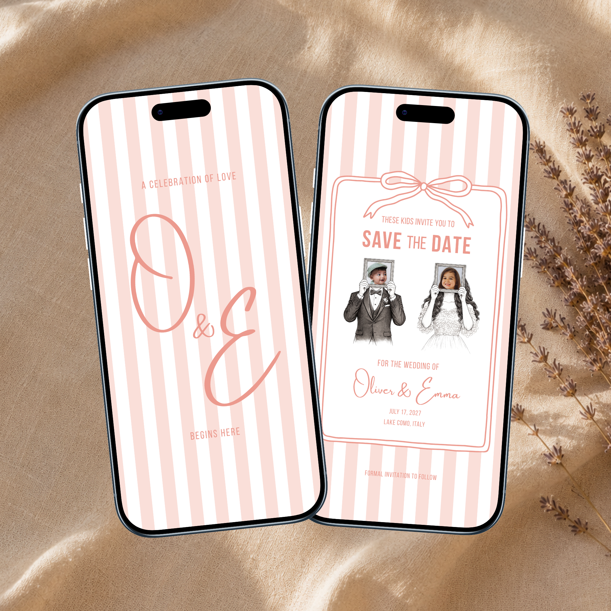 Pearl Blush Kids Save the Date Video Template | Editable Canva Wedding Invitation