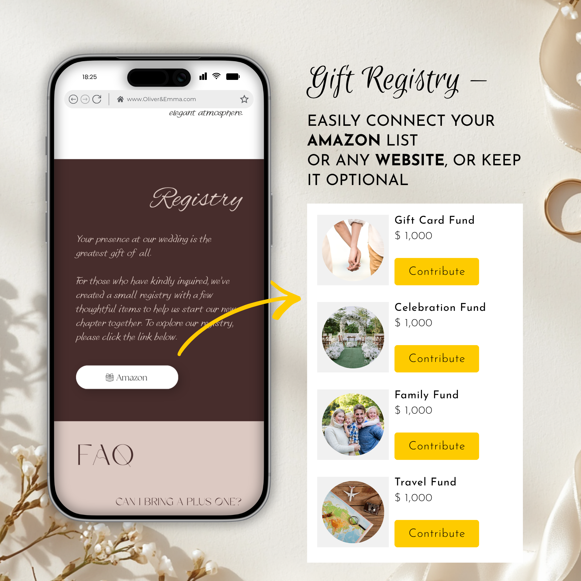 Coffee & Beige Wedding Invitation Website Template with RSVP & Music