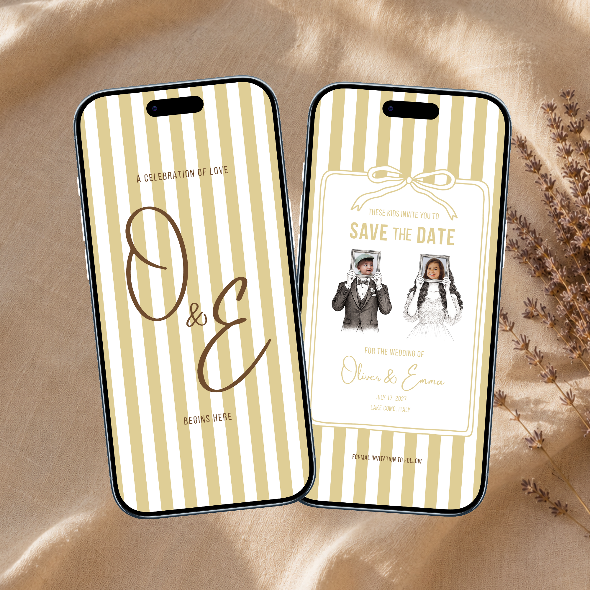 Yellow Kids Save the Date Video Template | Editable Canva Wedding Invitation