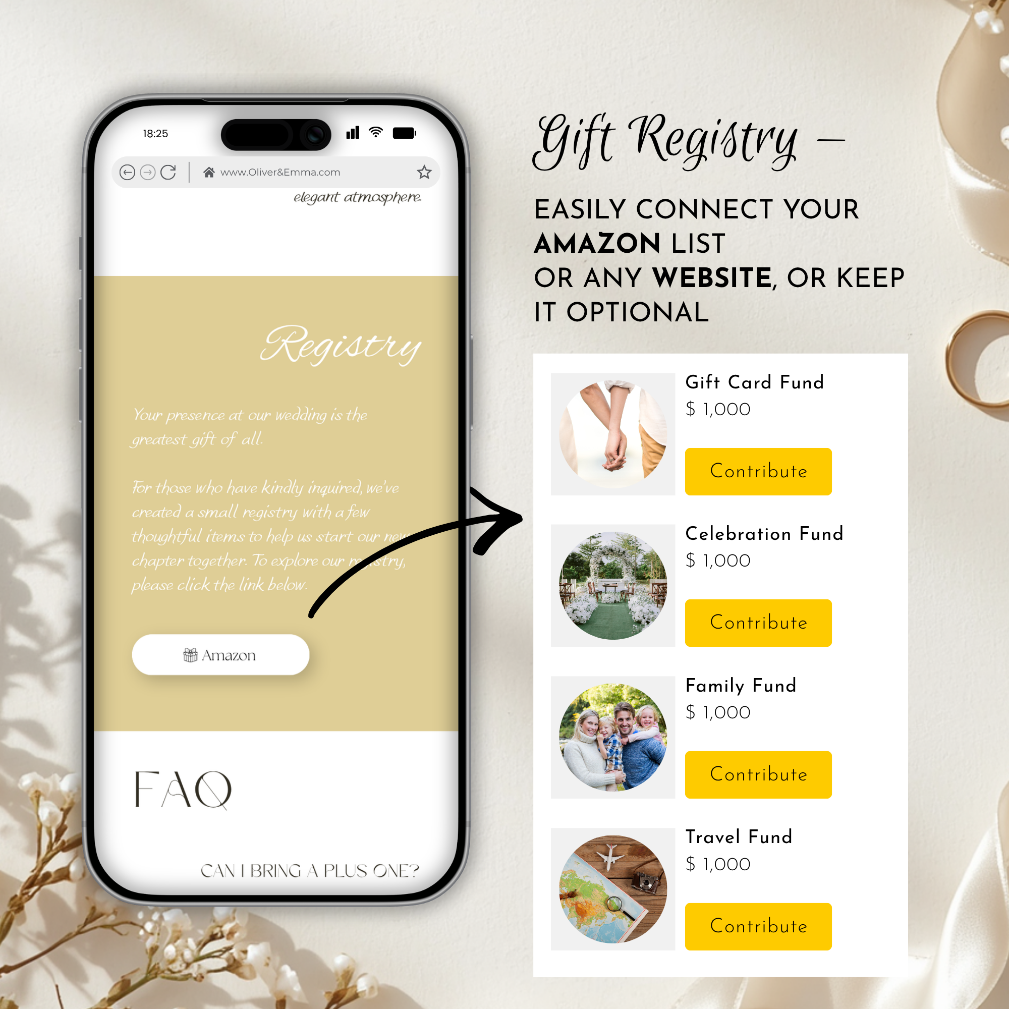 Canary Wedding Invitation Website Template with RSVP & Music