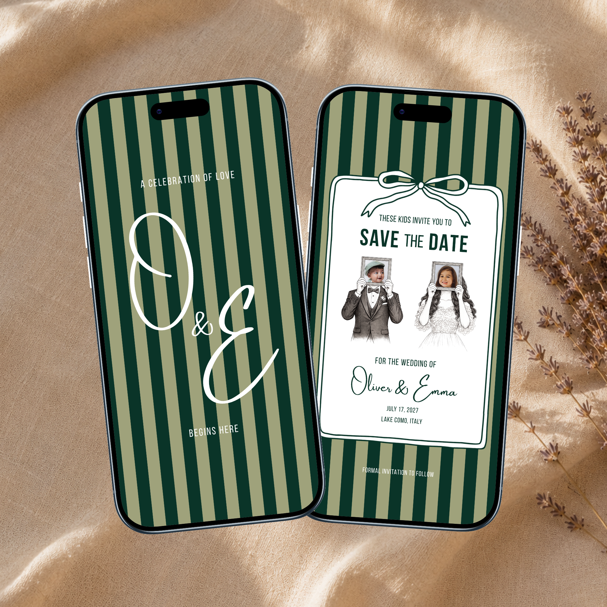 Emerald Green Kids Save the Date Video Template | Editable Canva Wedding Invitation