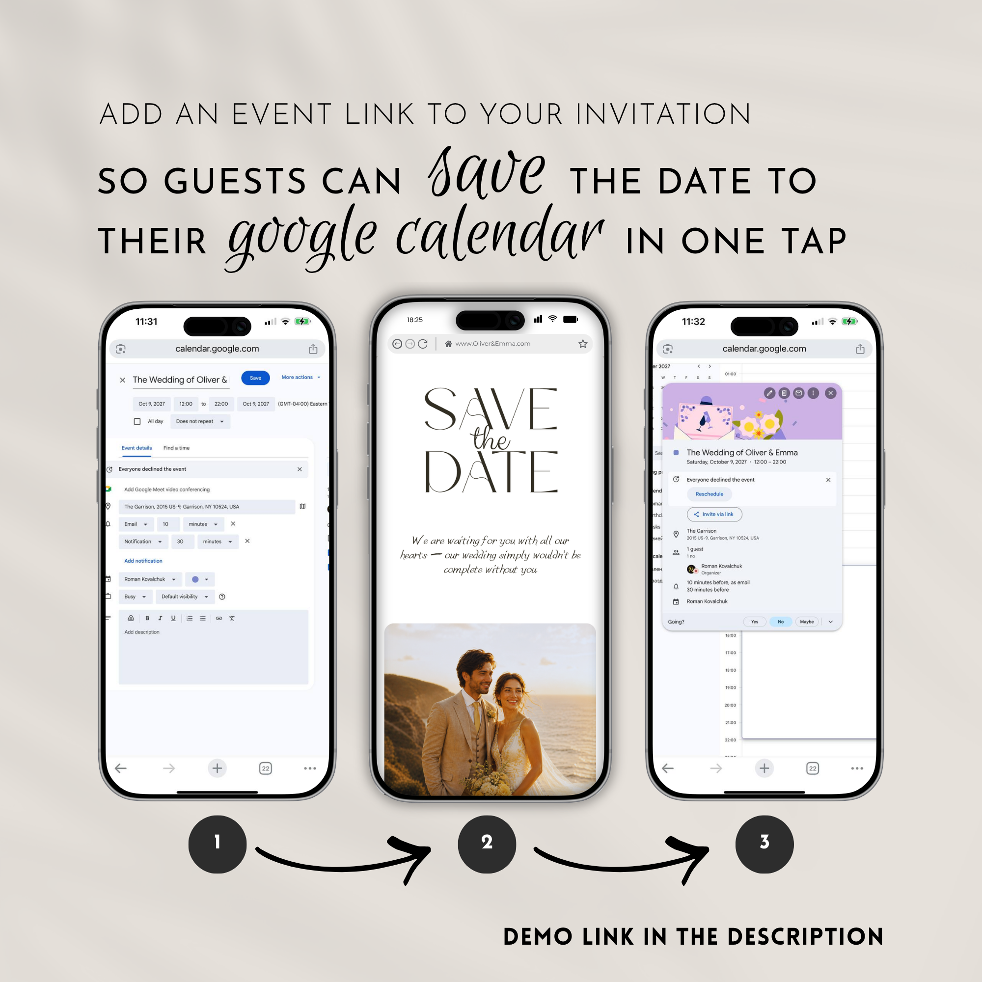 Canary Wedding Invitation Website Template with RSVP & Music