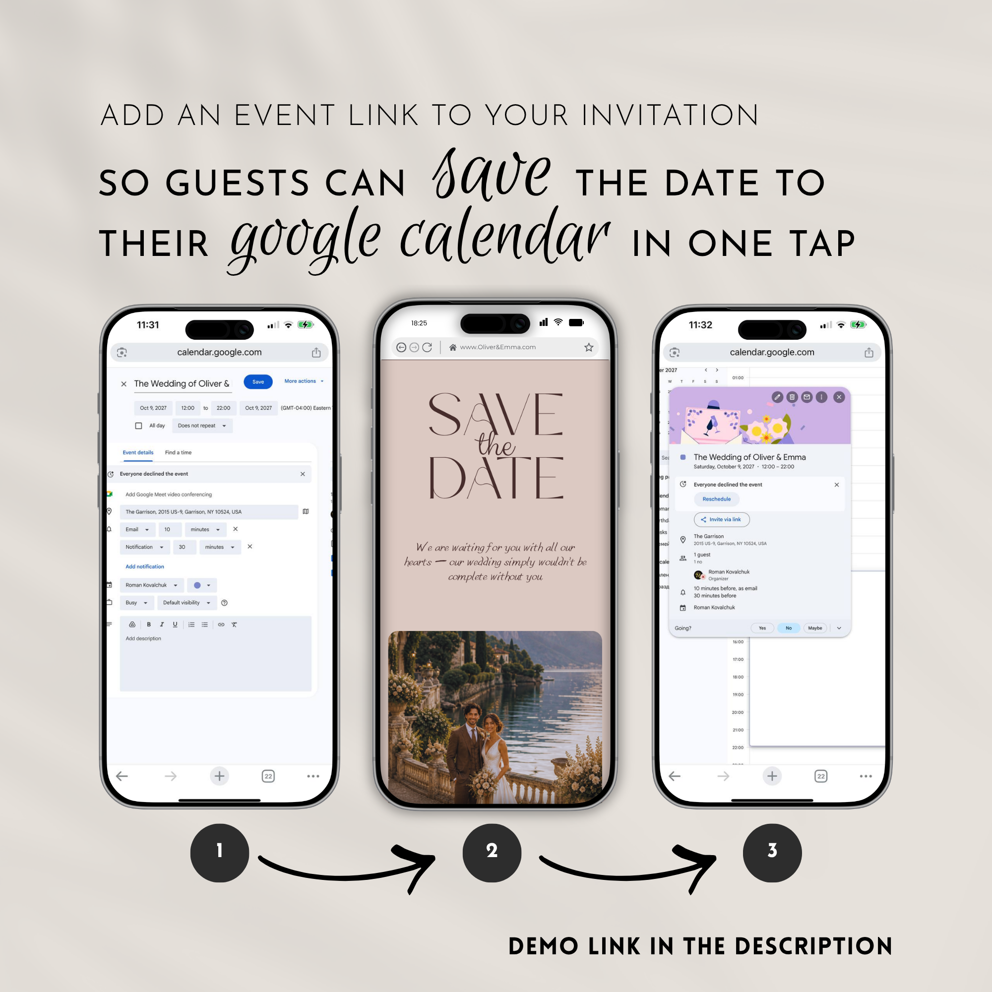 Coffee & Beige Wedding Invitation Website Template with RSVP & Music
