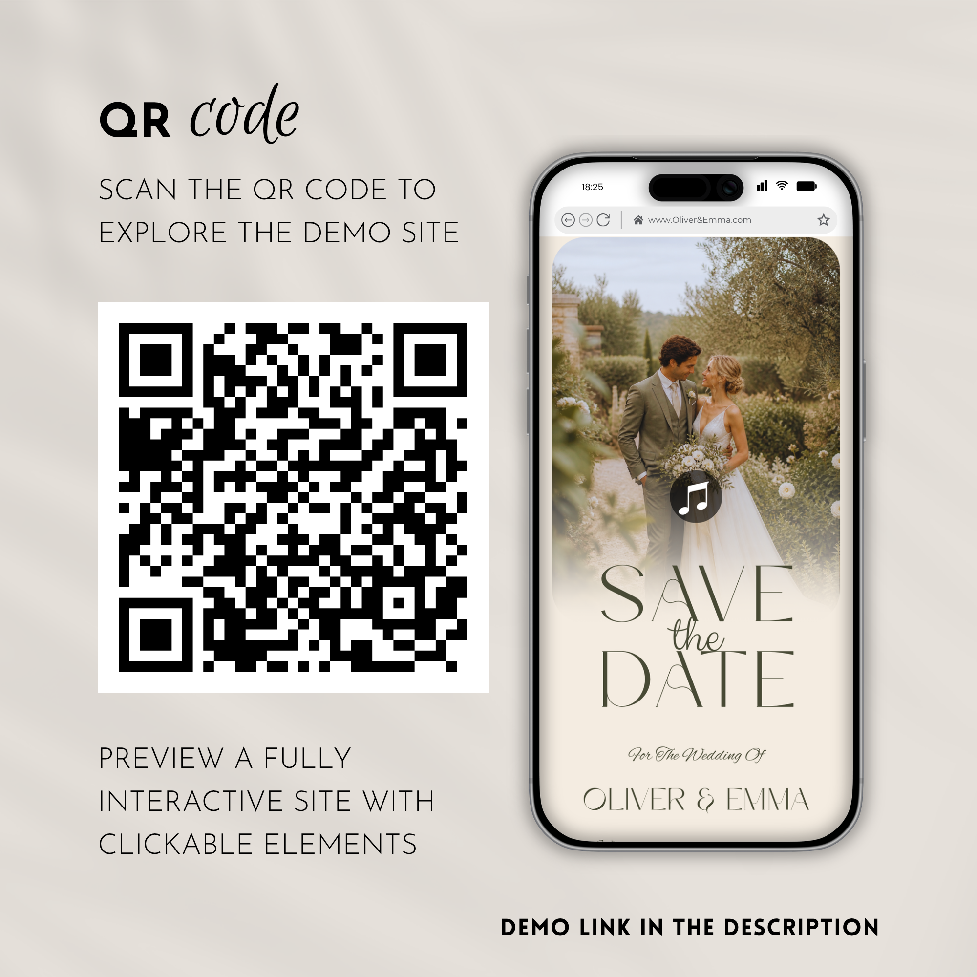 Olive & Cream Save the Date Website Template | Canva Template