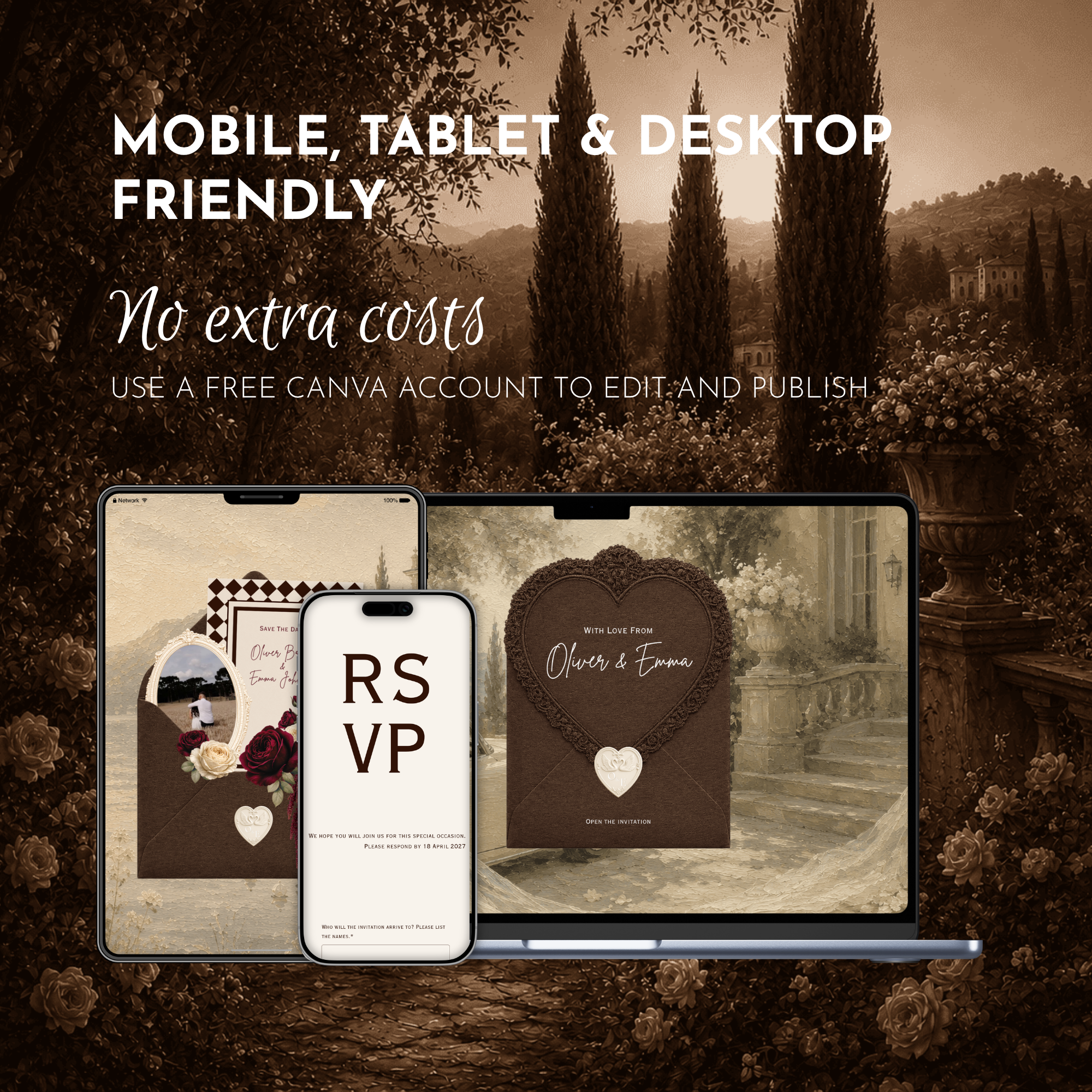 Chocolate Brown Old Money Save the Date Website with RSVP