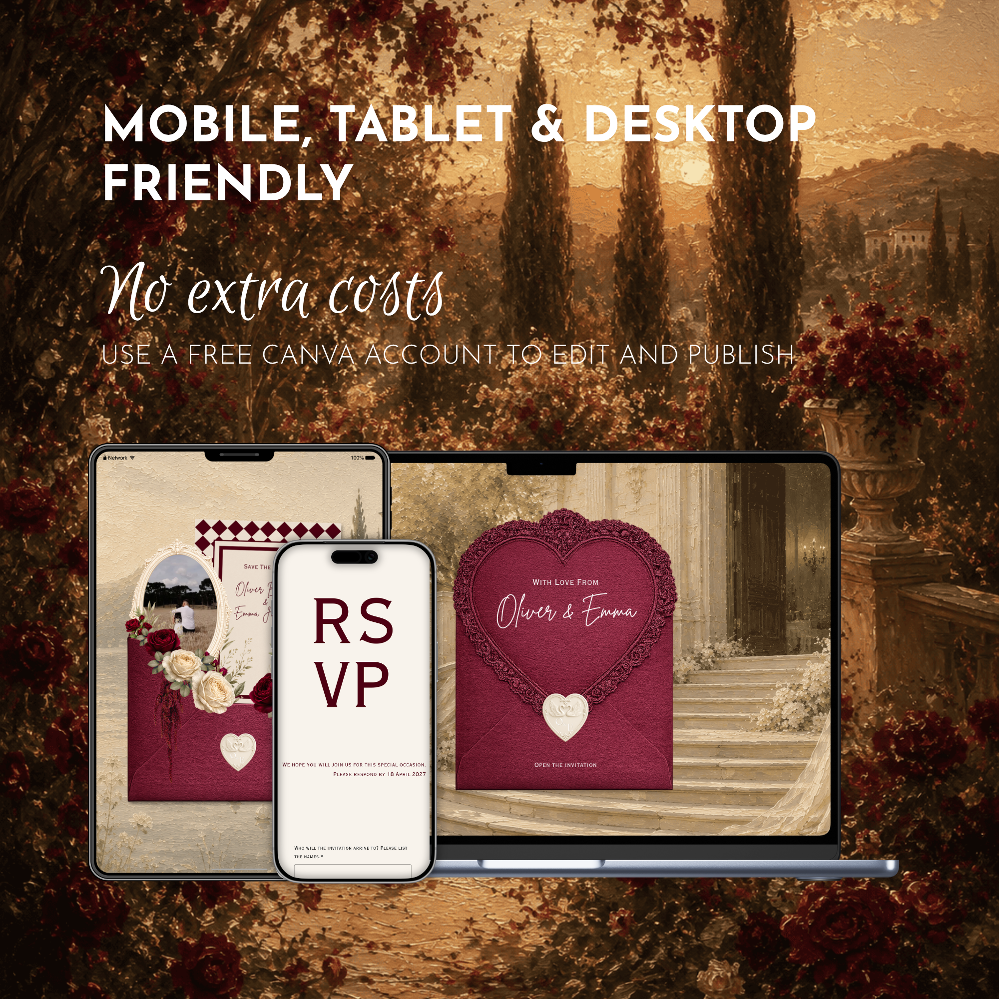 Burgundy Old Money Save the Date Website with RSVP