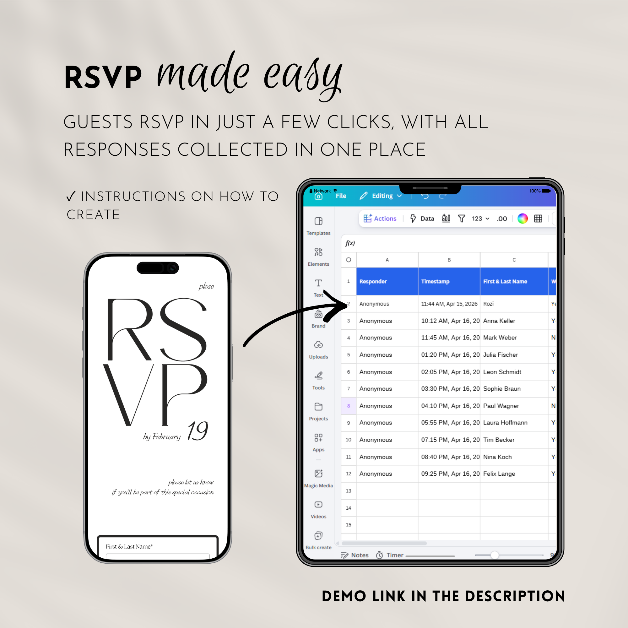 White & Beige Wedding Website Template with RSVP | Canva Template
