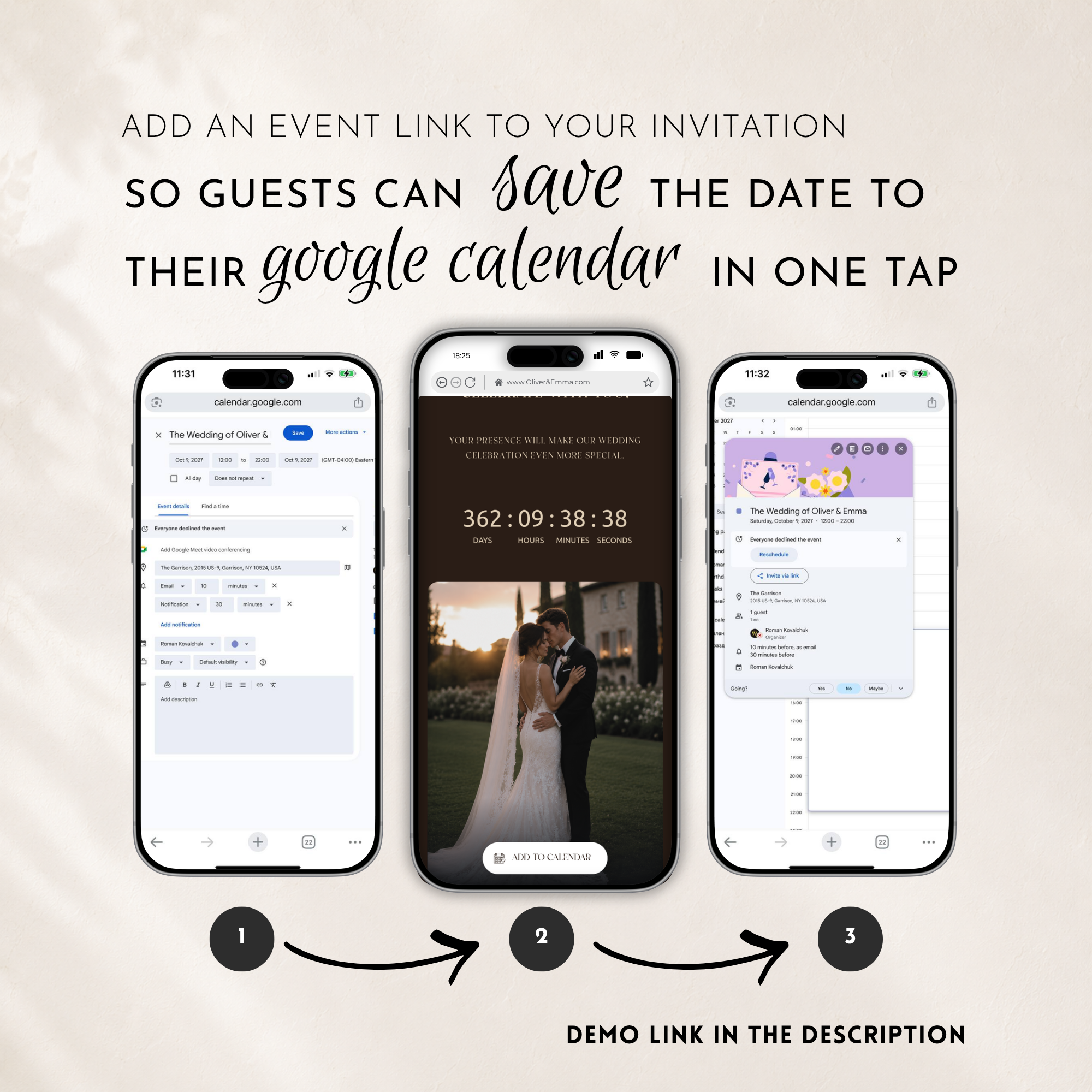 Espresso Brown Classic Save the Date Wedding Invitation Website Template