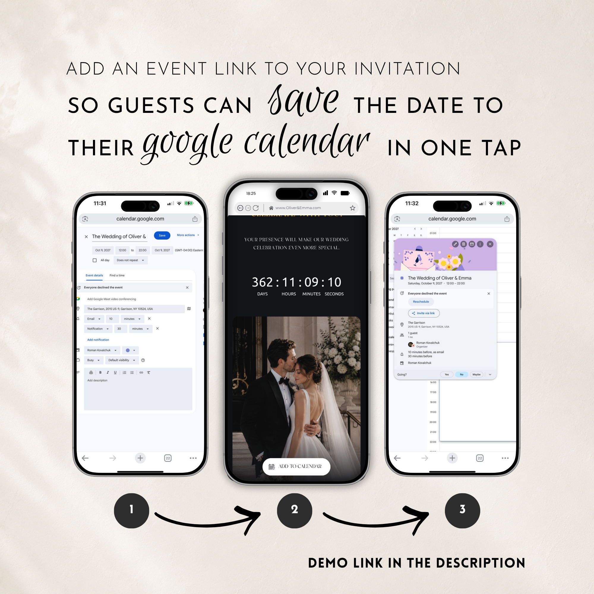 Black & White Classic Save the Date Wedding Invitation Website Template