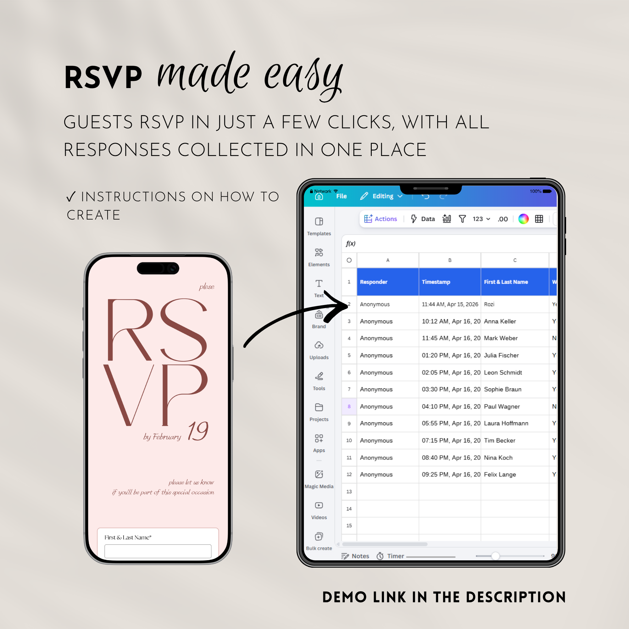 Pink & Champagne Wedding Website Template with RSVP | Canva Template