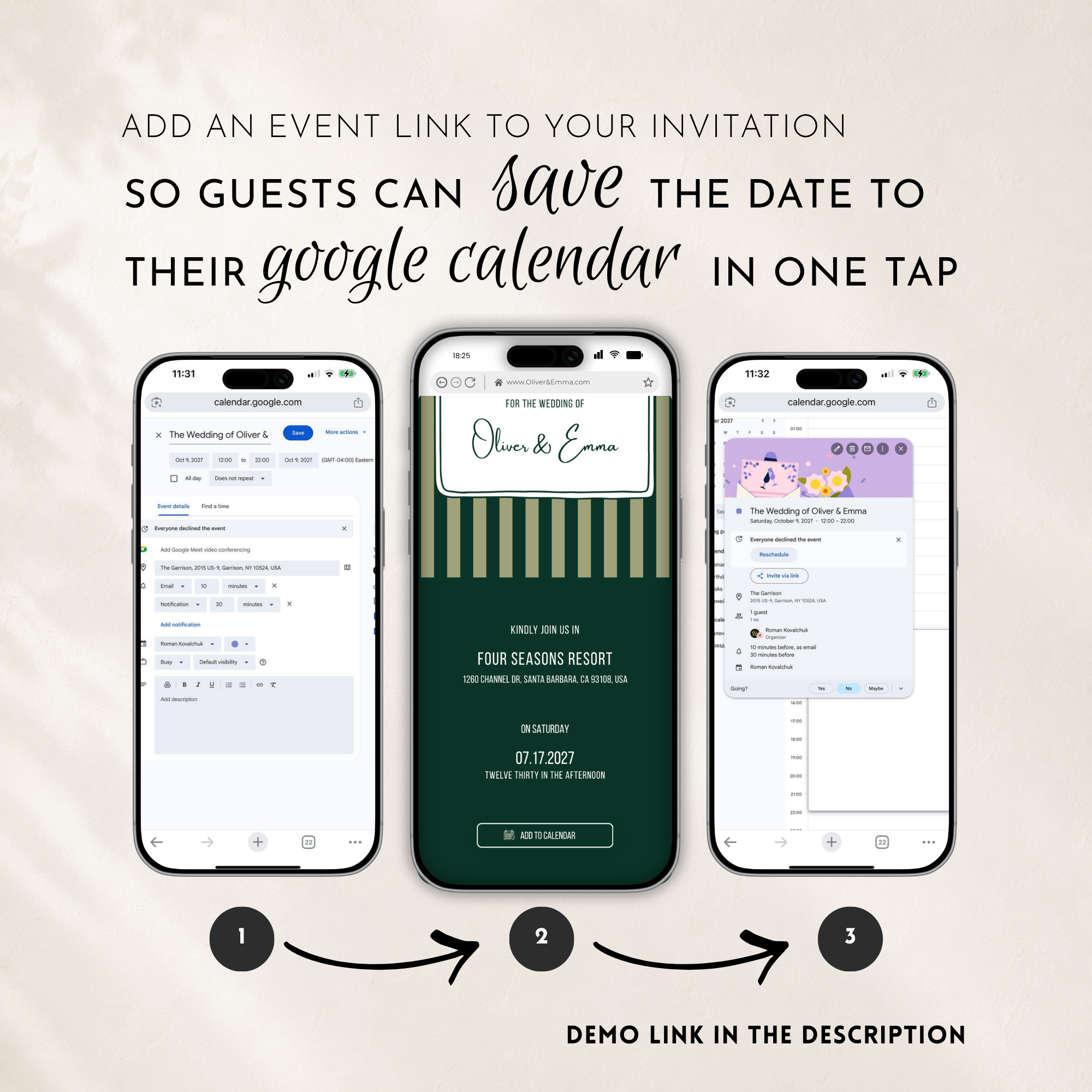 Emerald Green Kids Save the Date Website Template | Old Money Style