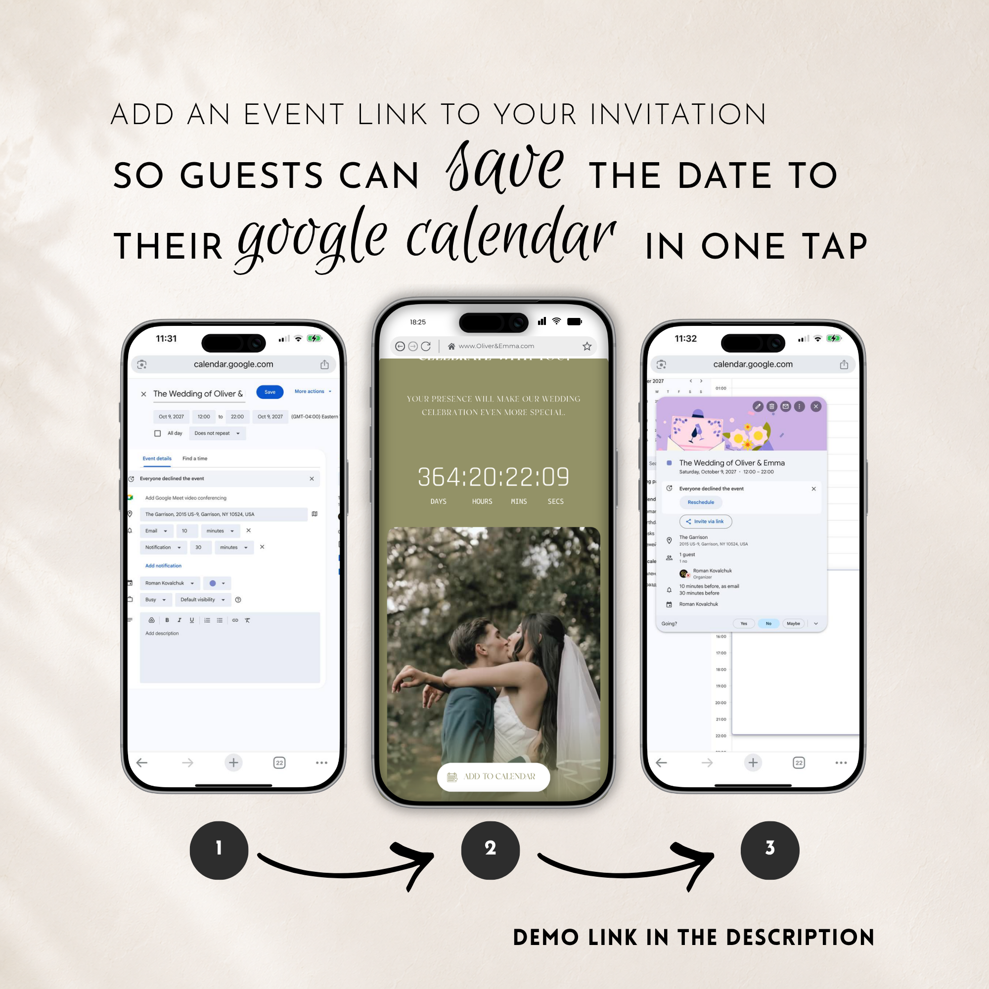 Sage Green Classic Save the Date Wedding Invitation Website Template