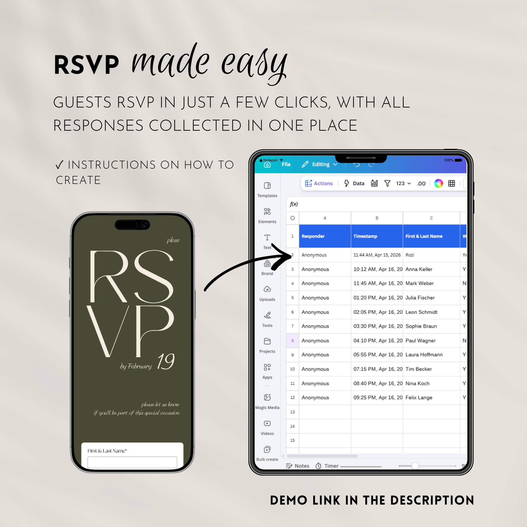 Olive & Cream Wedding Website Template with RSVP | Canva Template