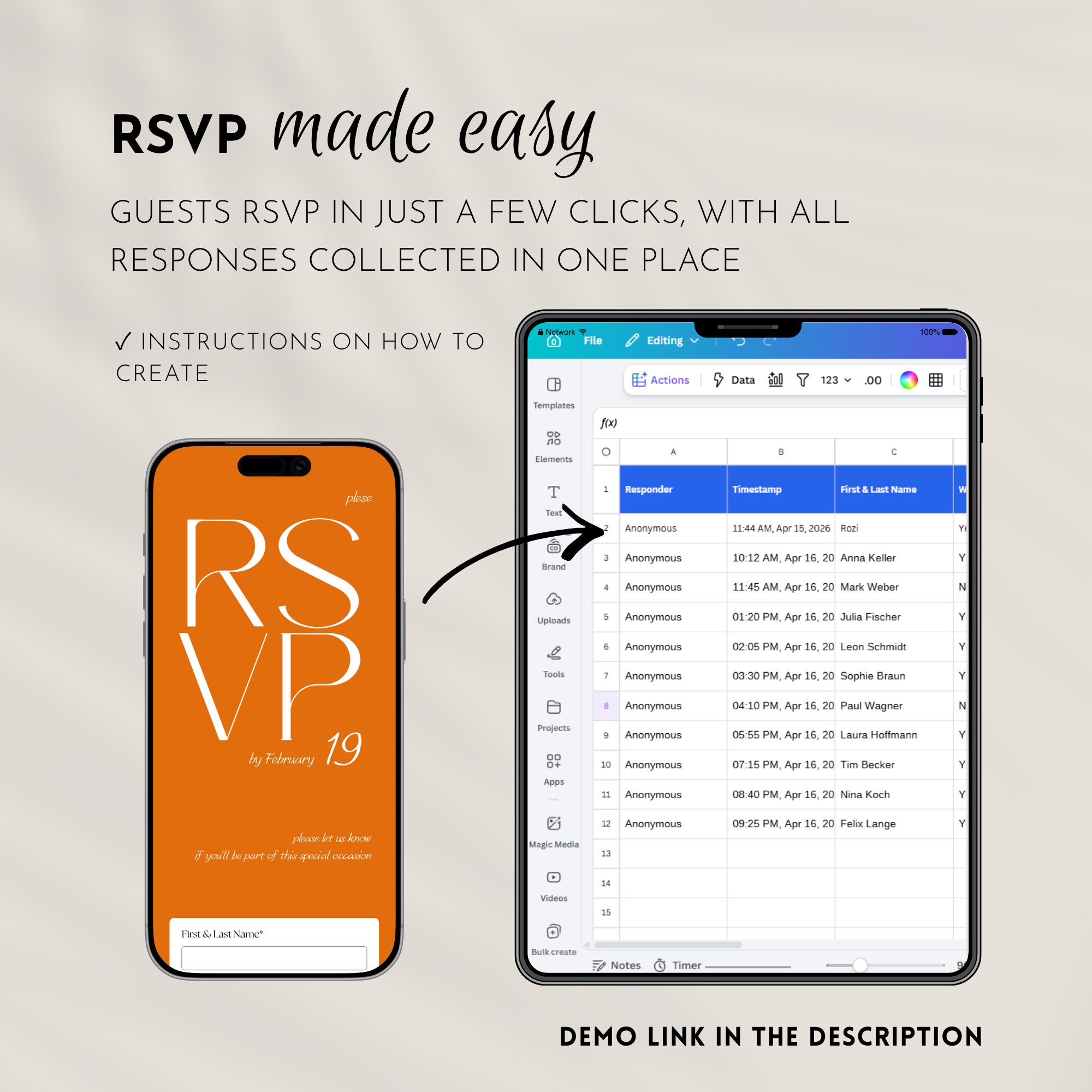 Bold Orange Wedding Invitation Website Template with RSVP & Music