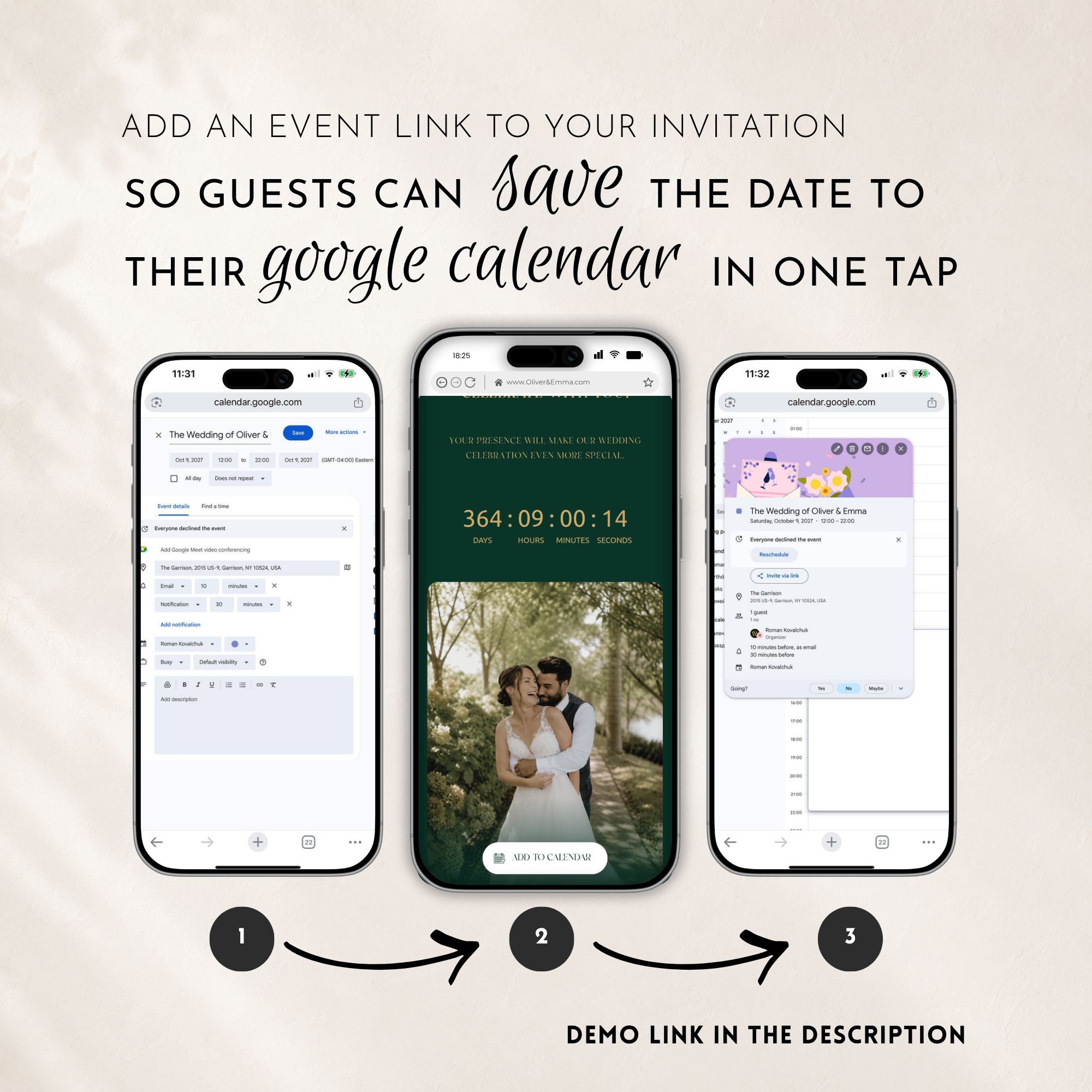 Emerald & Gold Classic Save the Date Wedding Invitation Website Template