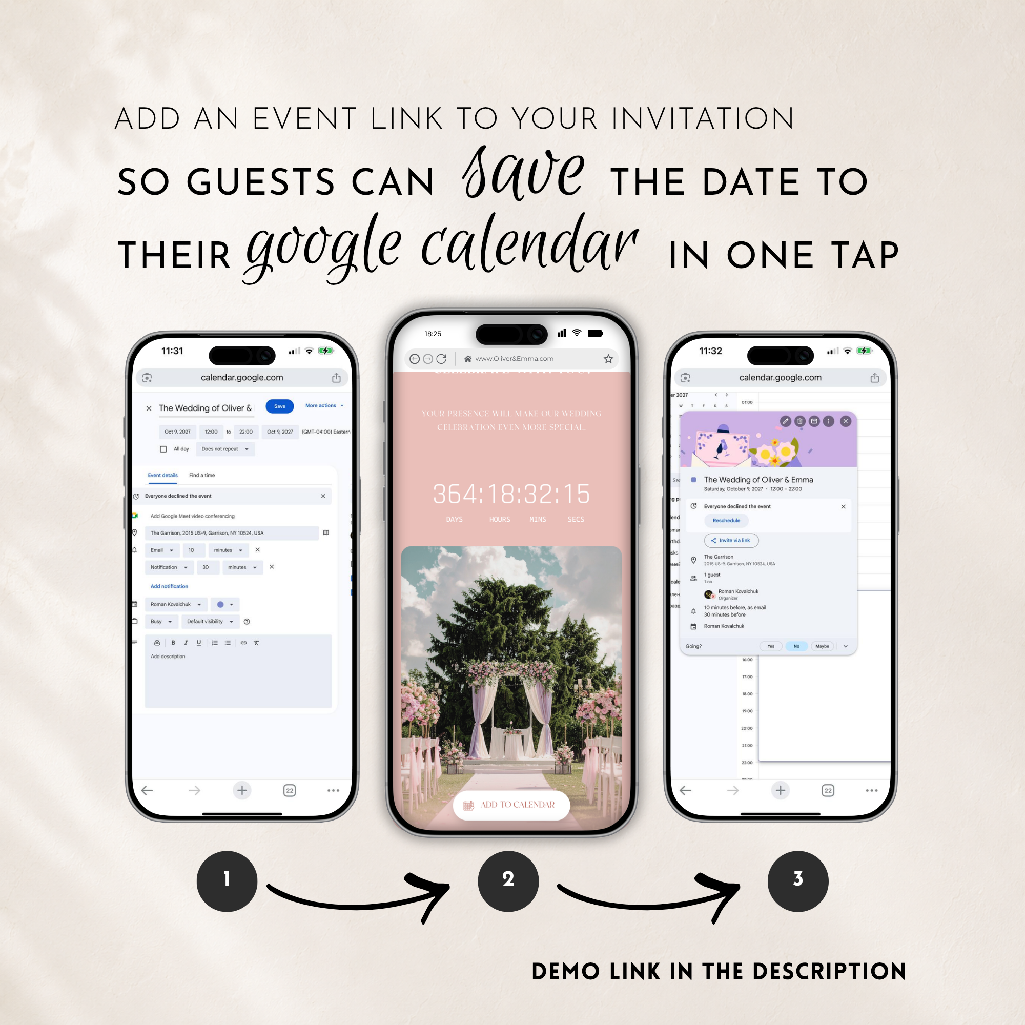 Blush Pink Classic Save the Date Wedding Invitation Website Template