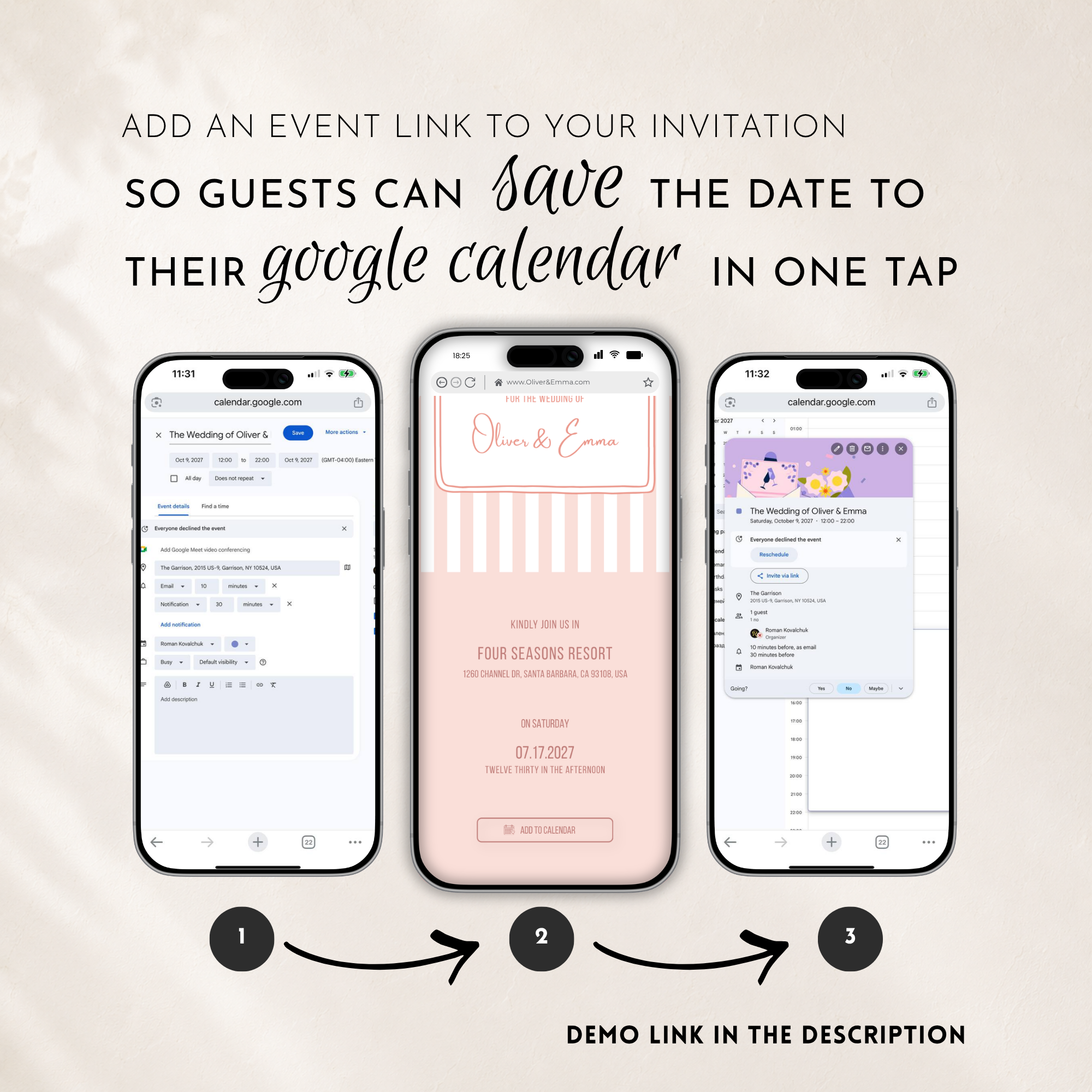 Pearl Blush Kids Save the Date Website Template | Old Money Style