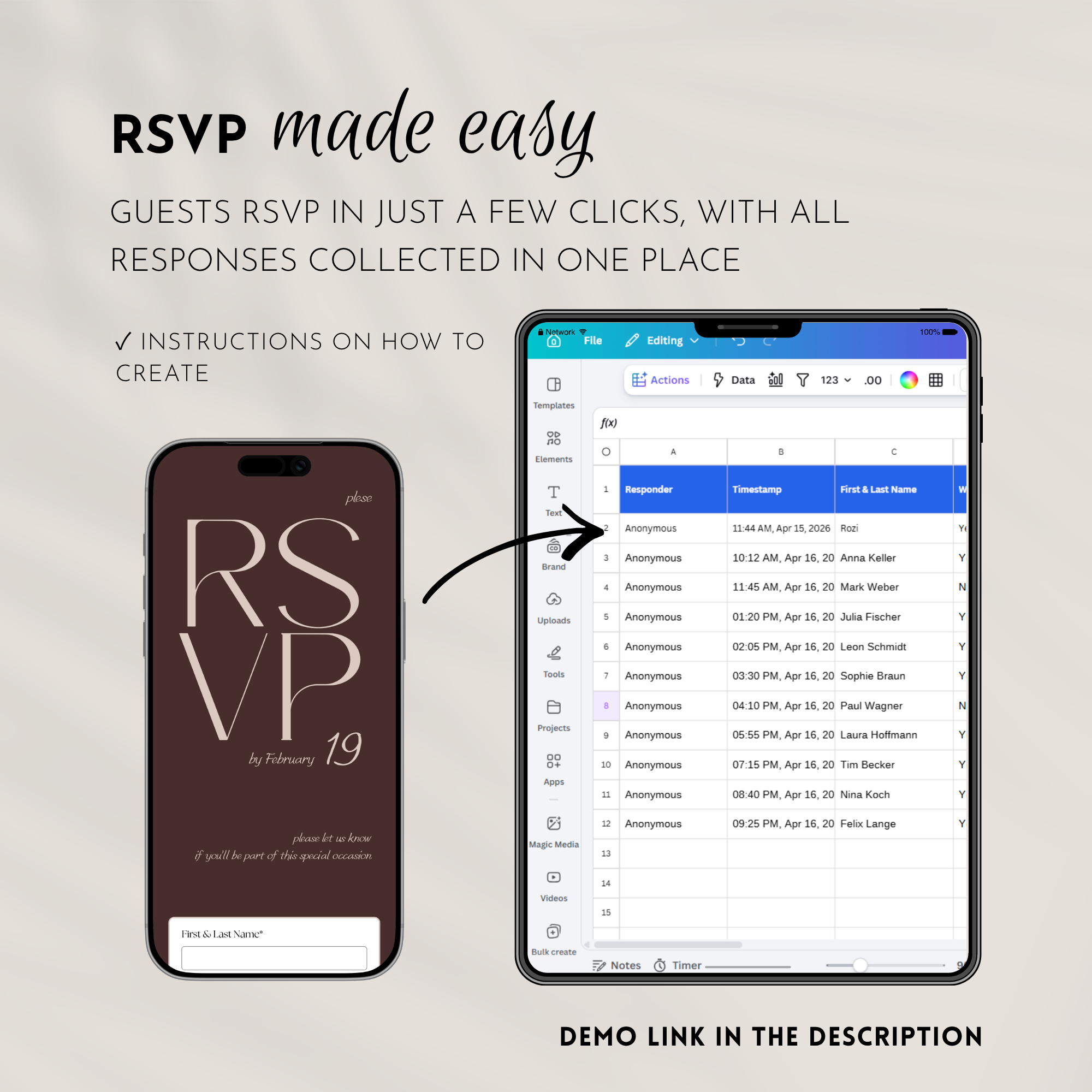 Coffee & Beige Wedding Invitation Website Template with RSVP & Music