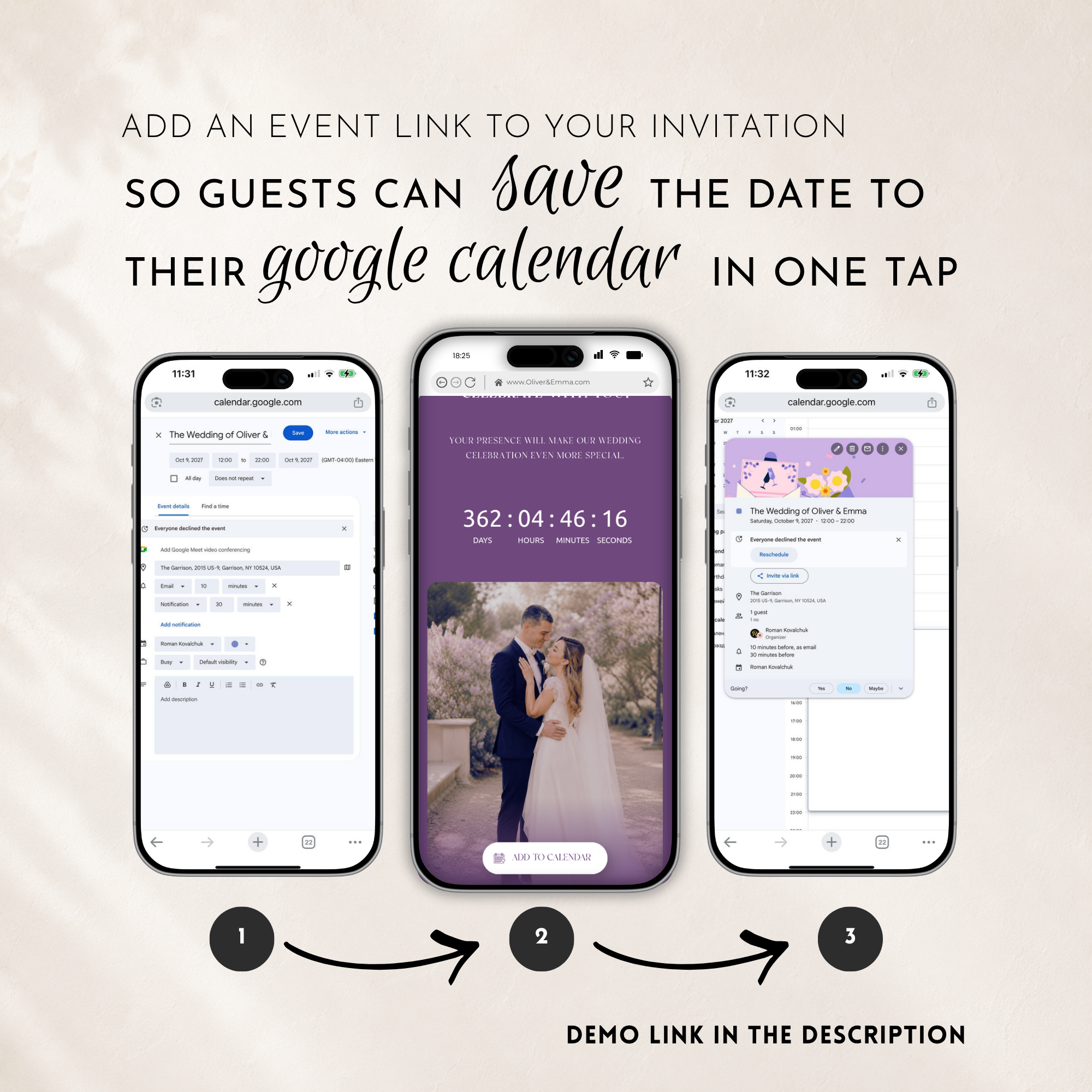 Lilac Classic Save the Date Wedding Invitation Website Template