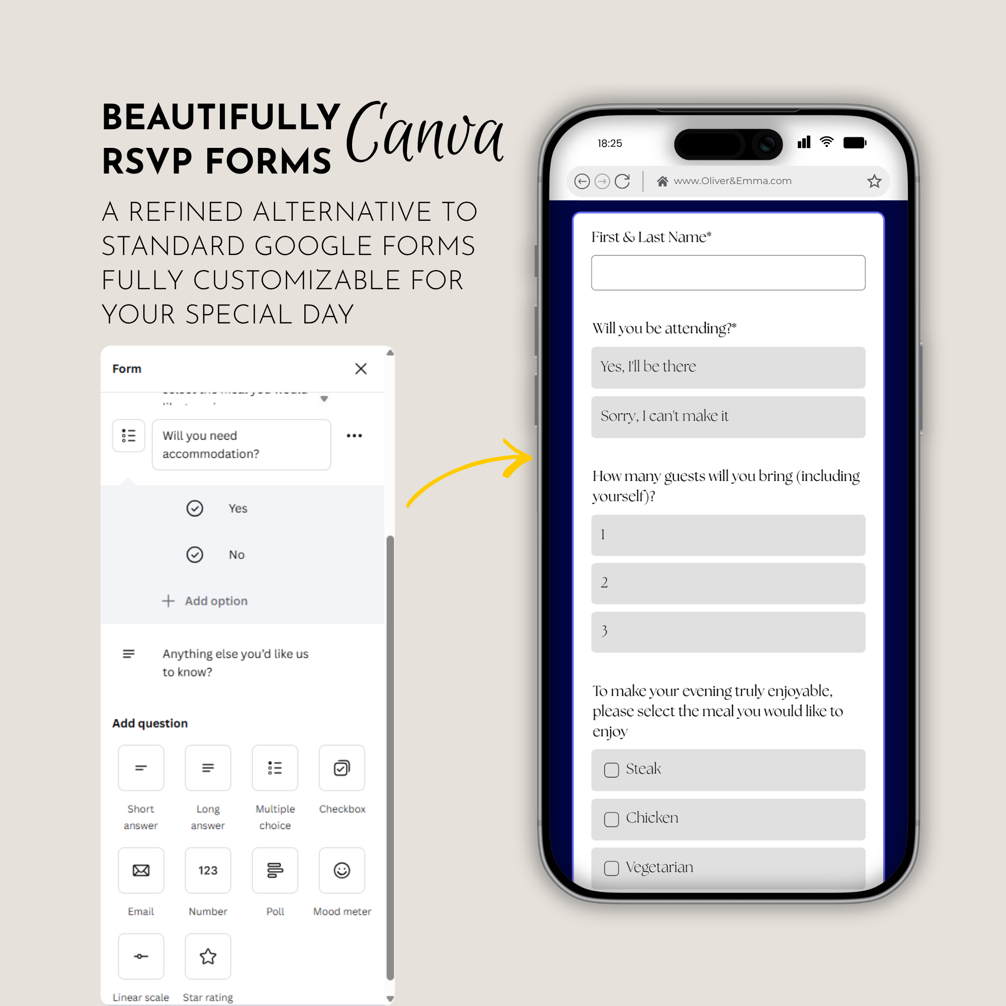 Navy Wedding Website Template with RSVP | Canva Template