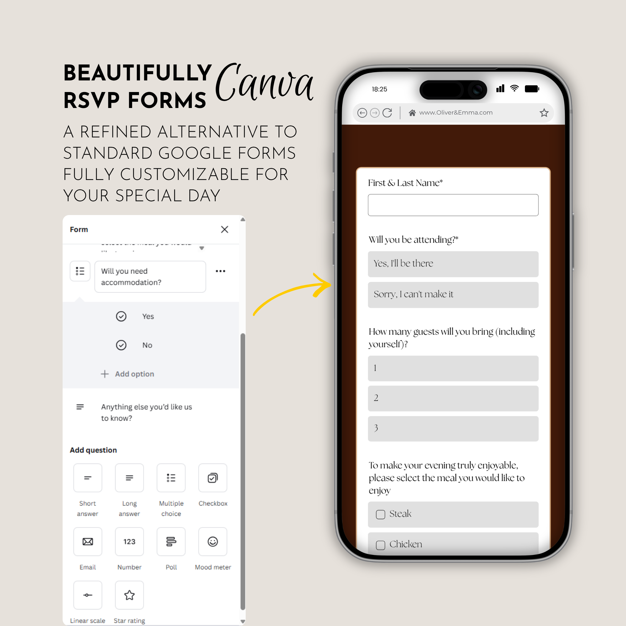 Old Money Chocolate Brown Wedding Website Template with RSVP | Canva Template