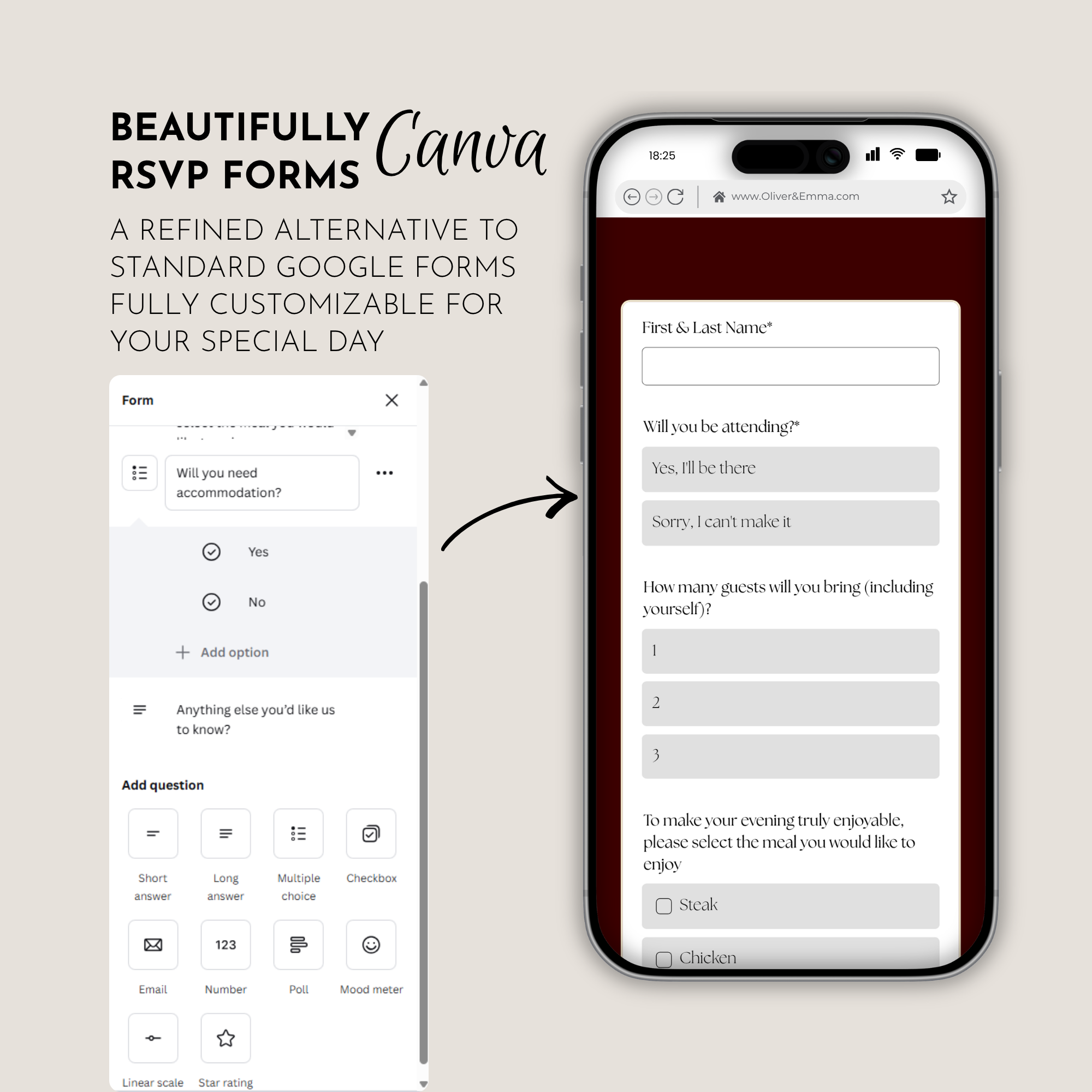 Old Money Cabernet Wedding Website Template with RSVP | Canva Template