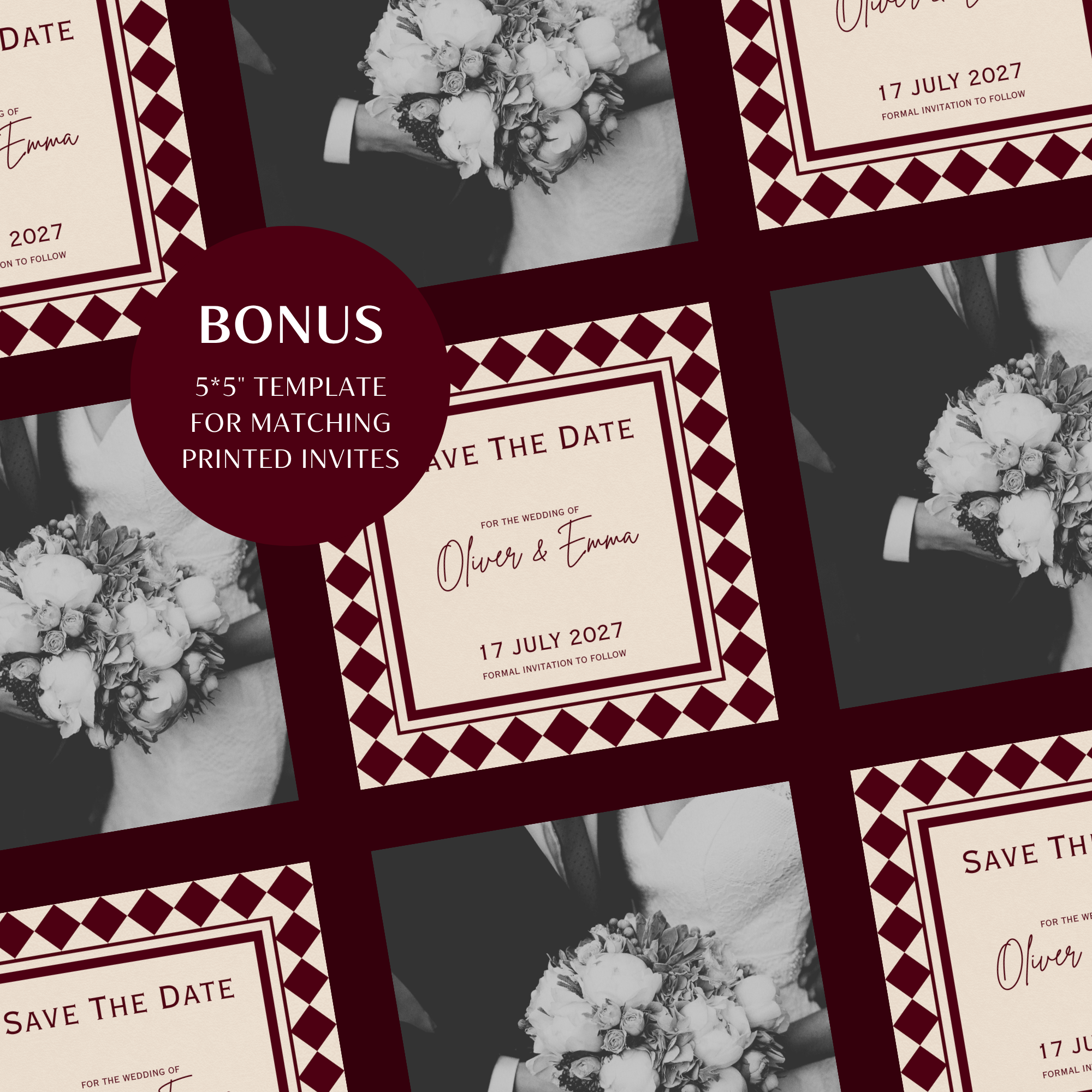 Burgundy Old Money Save the Date Website with RSVP