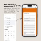 Bold Orange Wedding Invitation Website Template with RSVP & Music