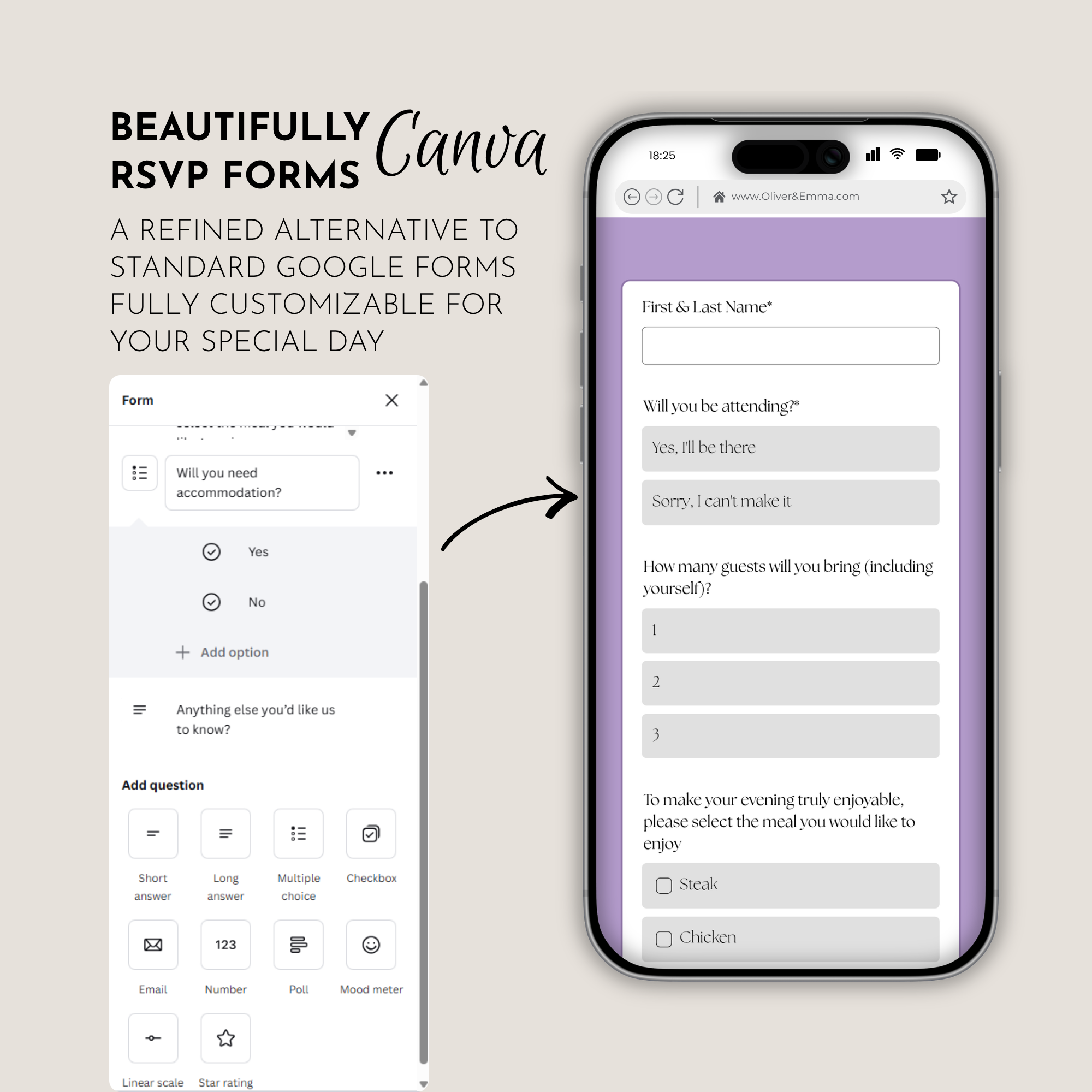 Lavender & Baby’s Breath Wedding Website Template with RSVP | Canva Template