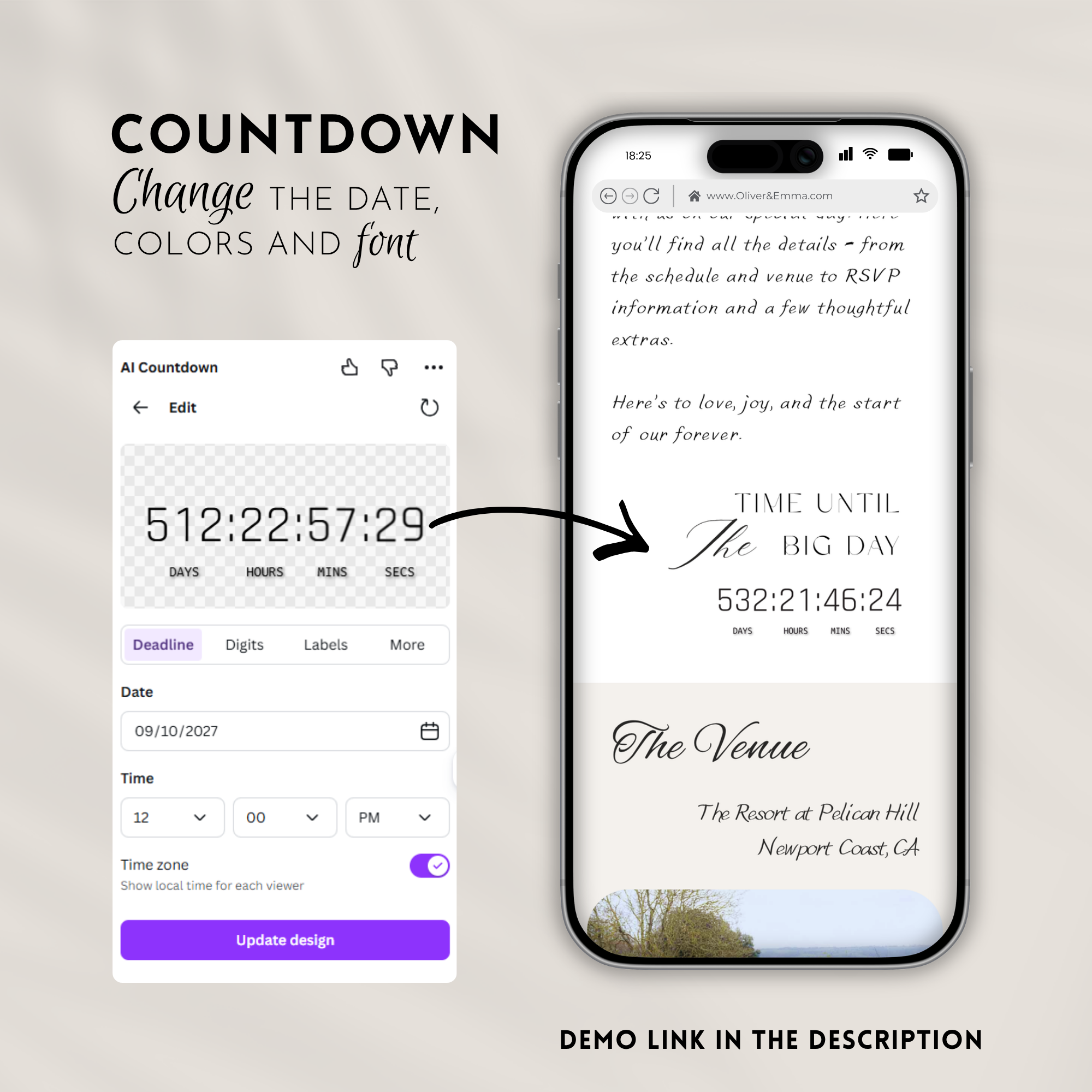 White & Beige Wedding Website Template with RSVP | Canva Template