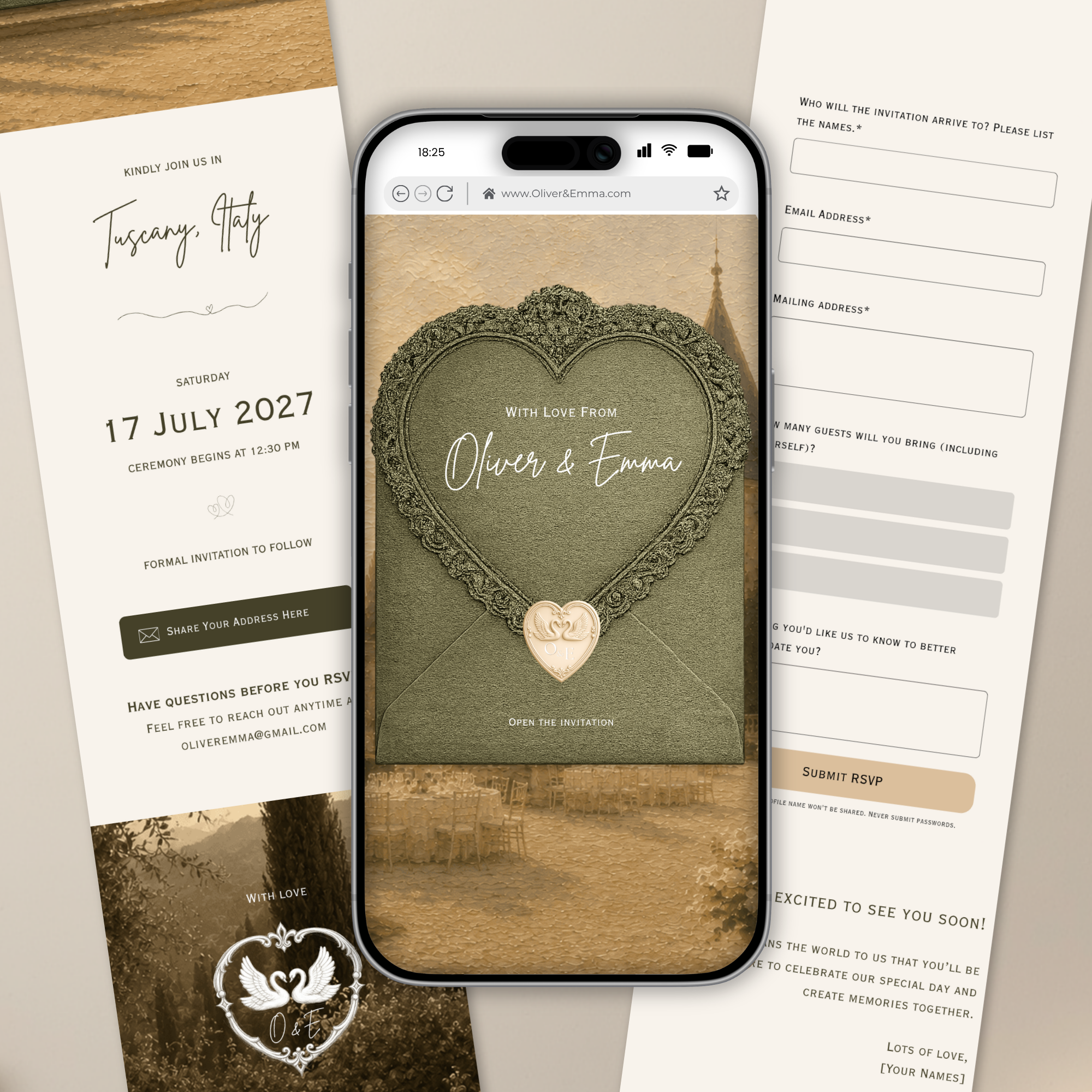 Olive Green Old Money Save the Date Website with RSVP