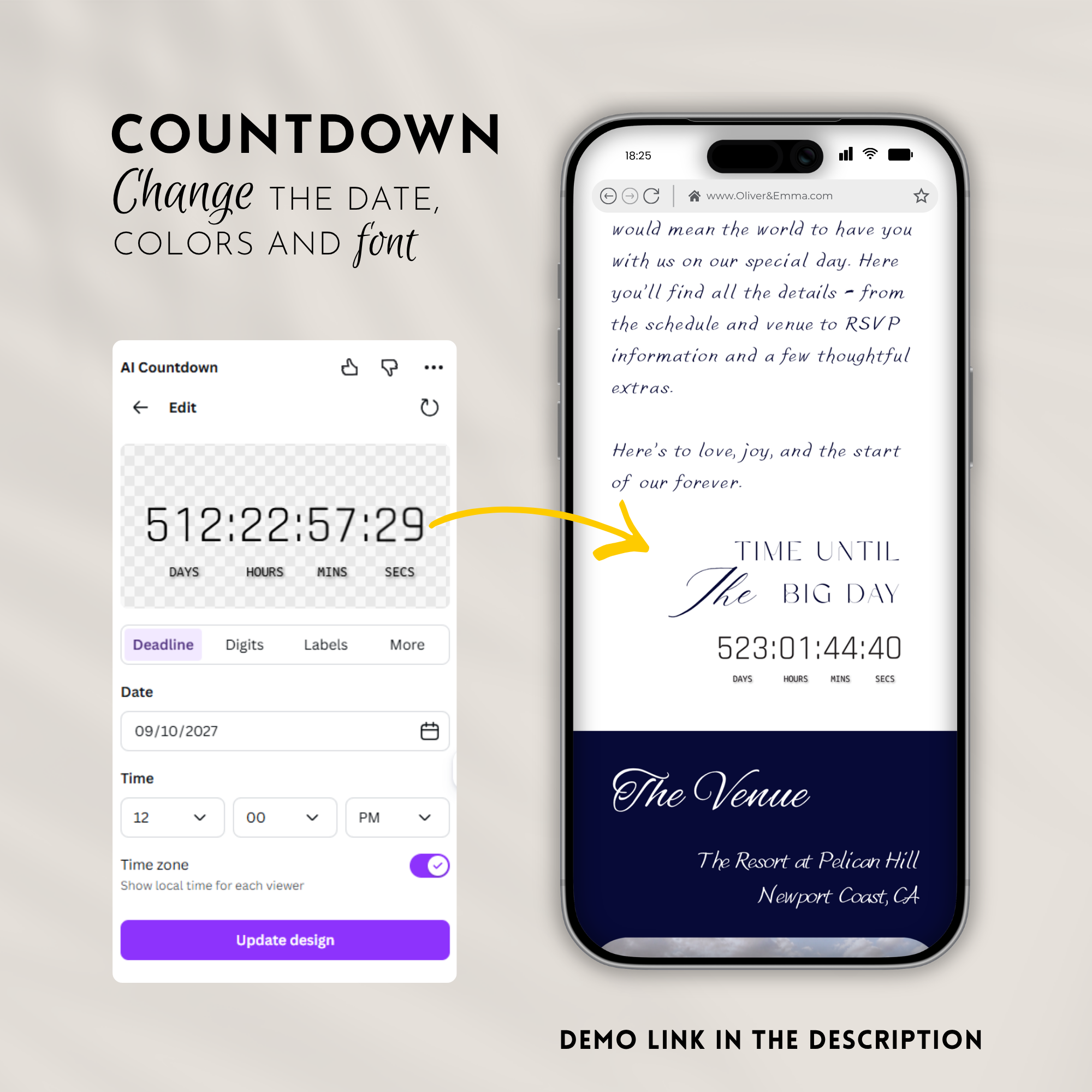 Navy Wedding Website Template with RSVP | Canva Template