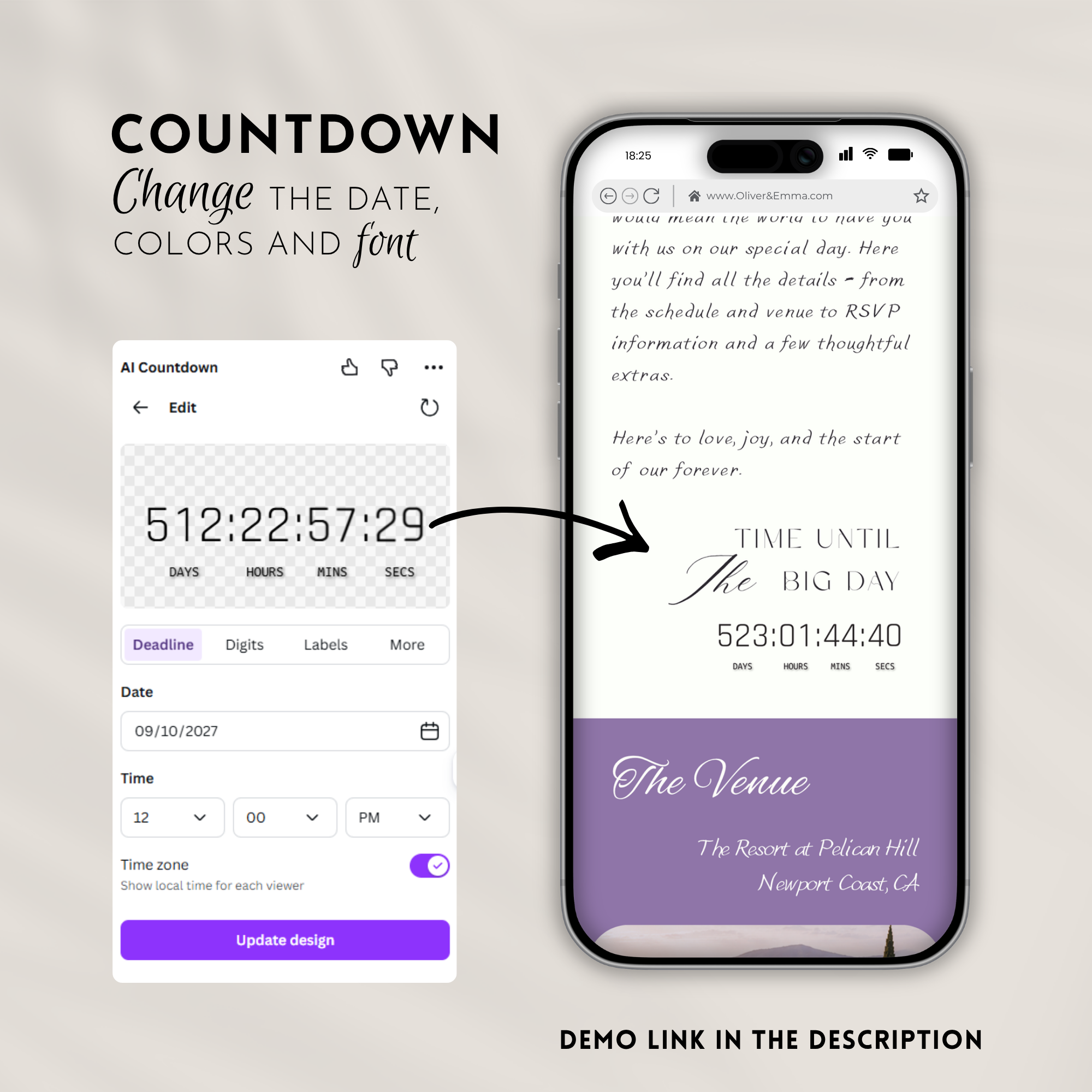 Lavender & Baby’s Breath Wedding Website Template with RSVP | Canva Template