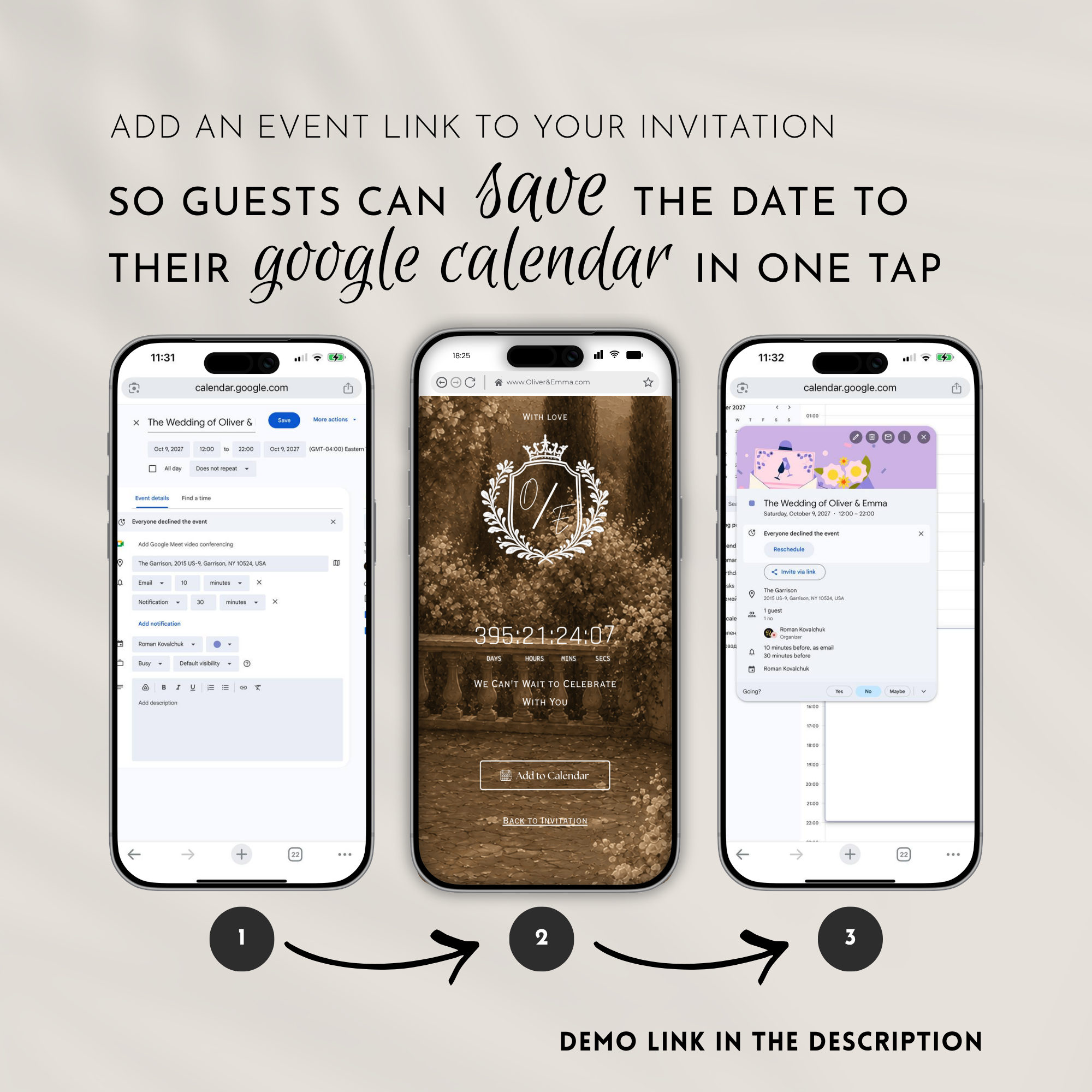 Ivory Save the Date Website with RSVP