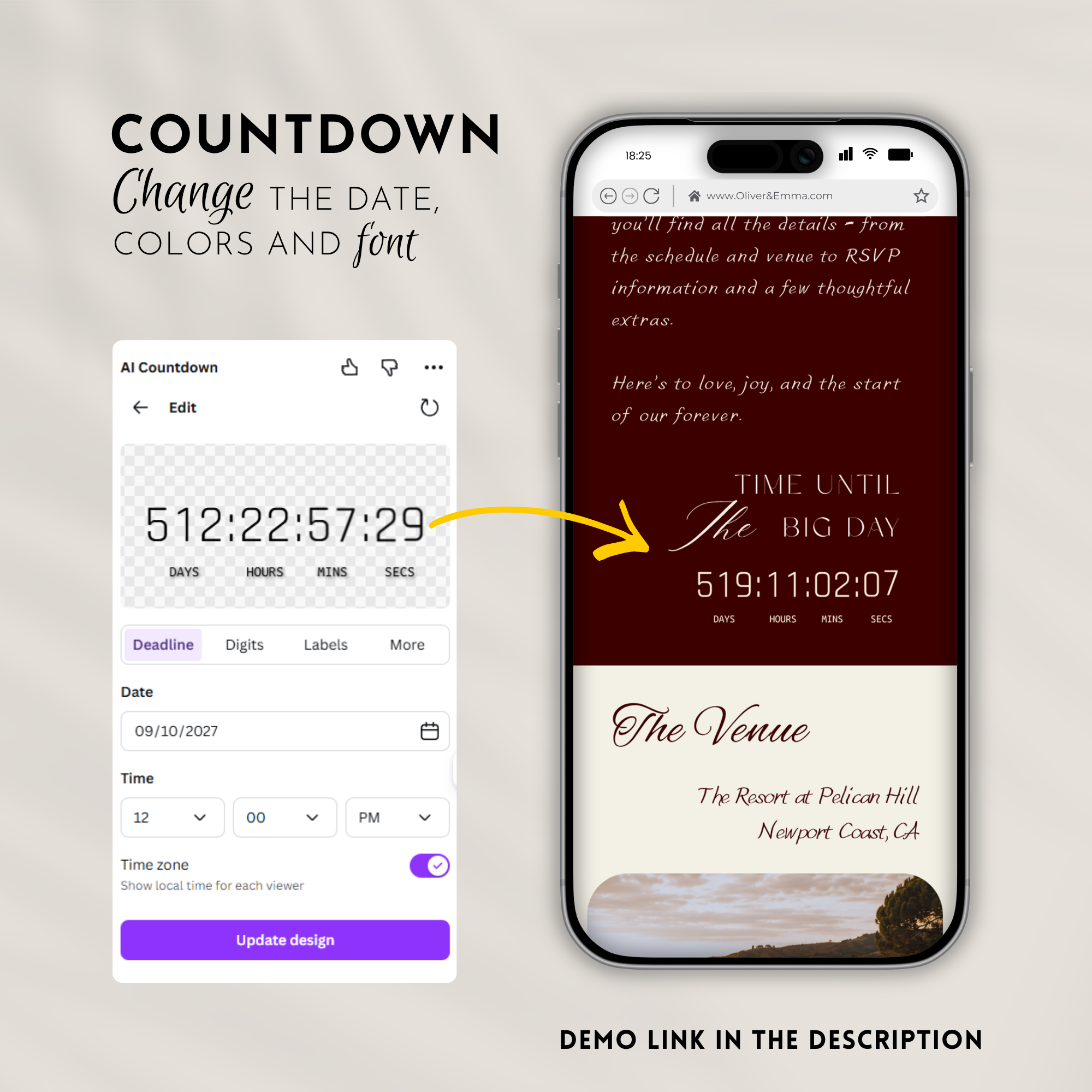 Old Money Cabernet Wedding Website Template with RSVP | Canva Template