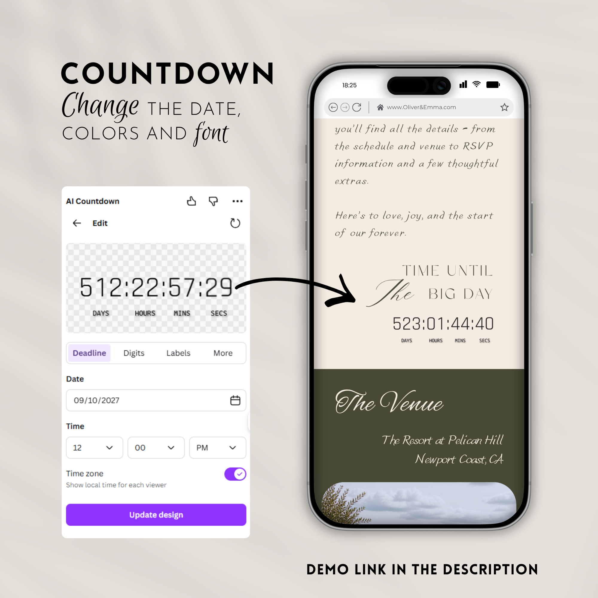 Olive & Cream Wedding Website Template with RSVP | Canva Template