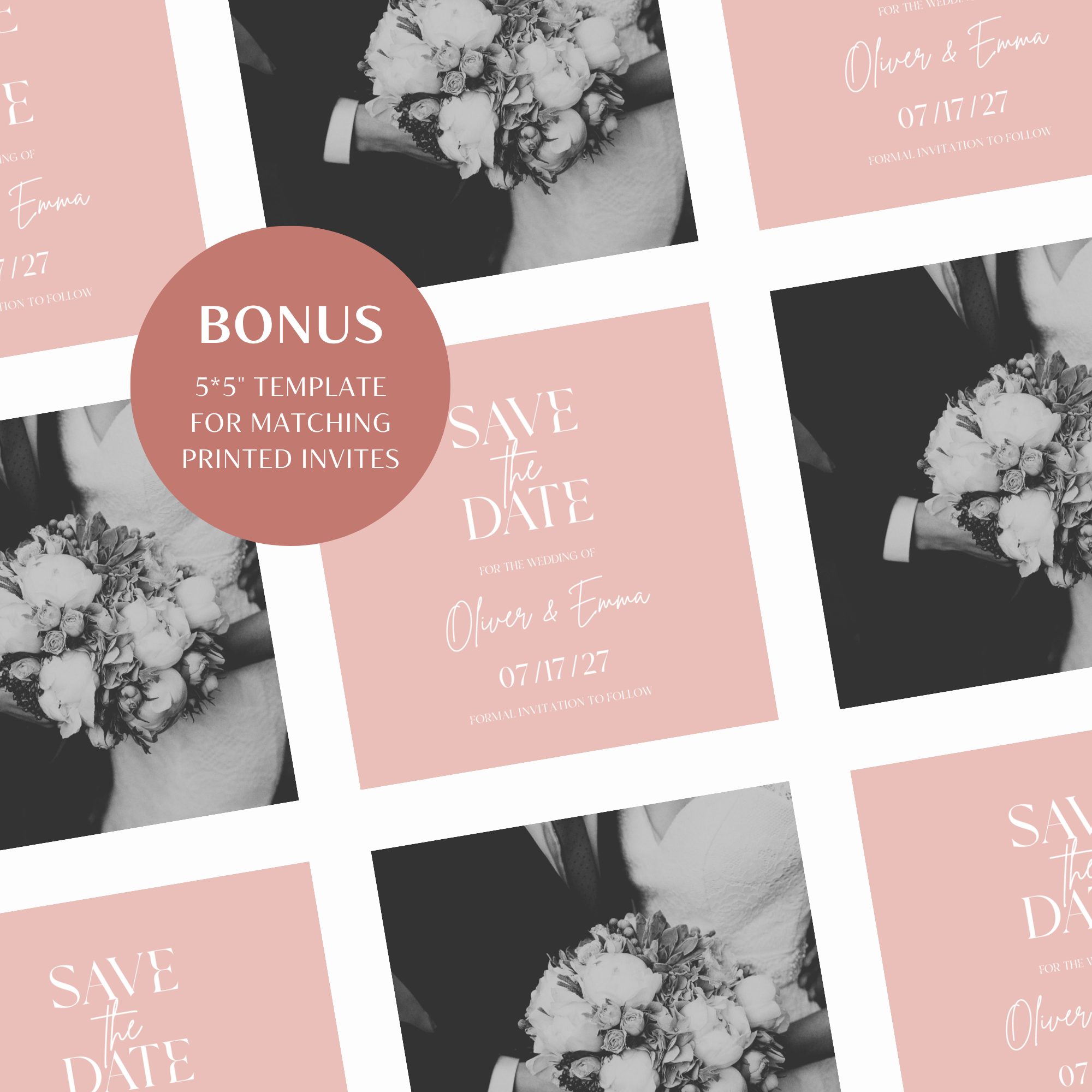 Blush Pink Classic Save the Date Wedding Invitation Website Template
